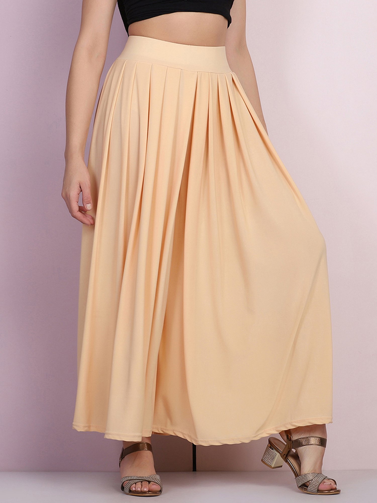 BUYNEWTREND Beige Mid Rise Palazzos