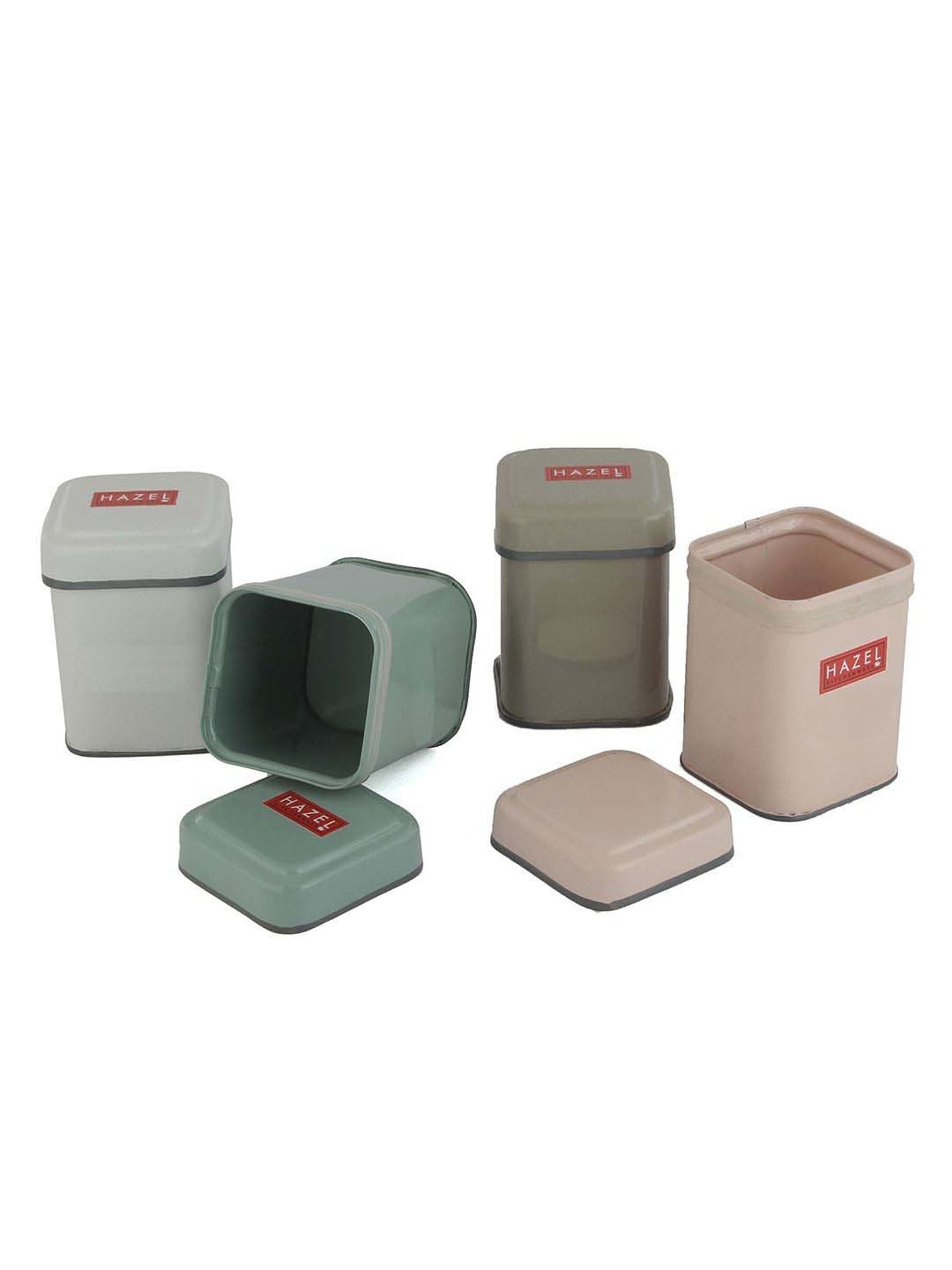 HAZEL Multicolor Iron Square Jar Storage Container (0.265 L) - Set of 4