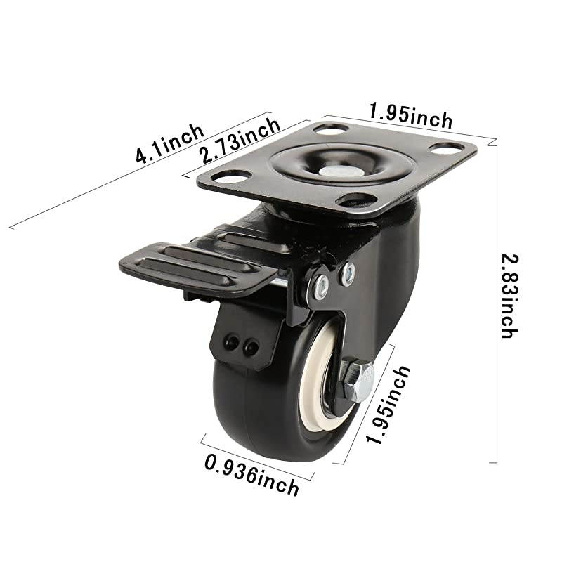 Swivel Caster Wheels with Safety Dual Locking and Polyurethane Foam No Noise Wheels, Heavy Duty - 150 Lbs Per Caster (Pack of 4)