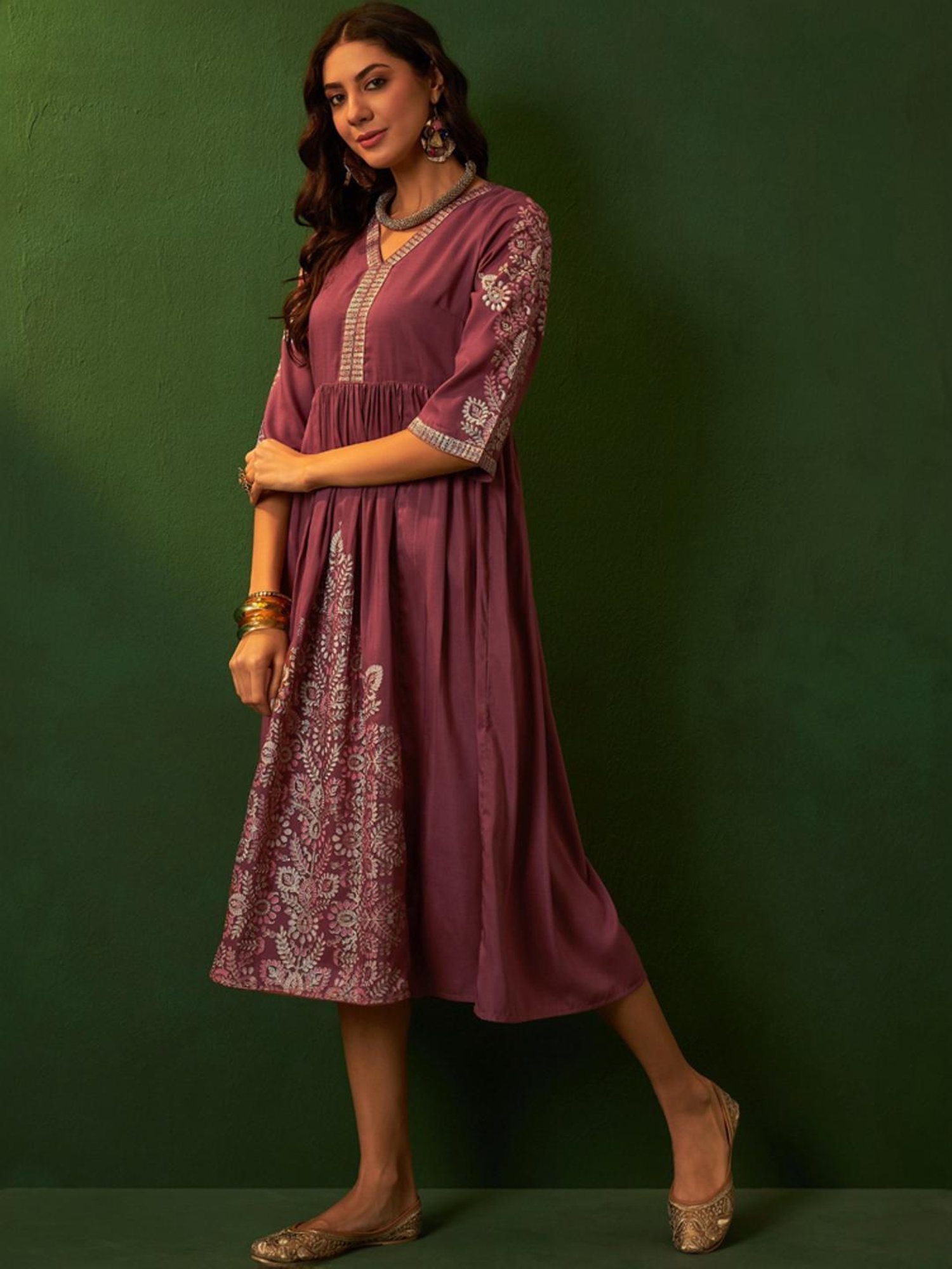 Ziyaa Pink Printed A-Line Dress