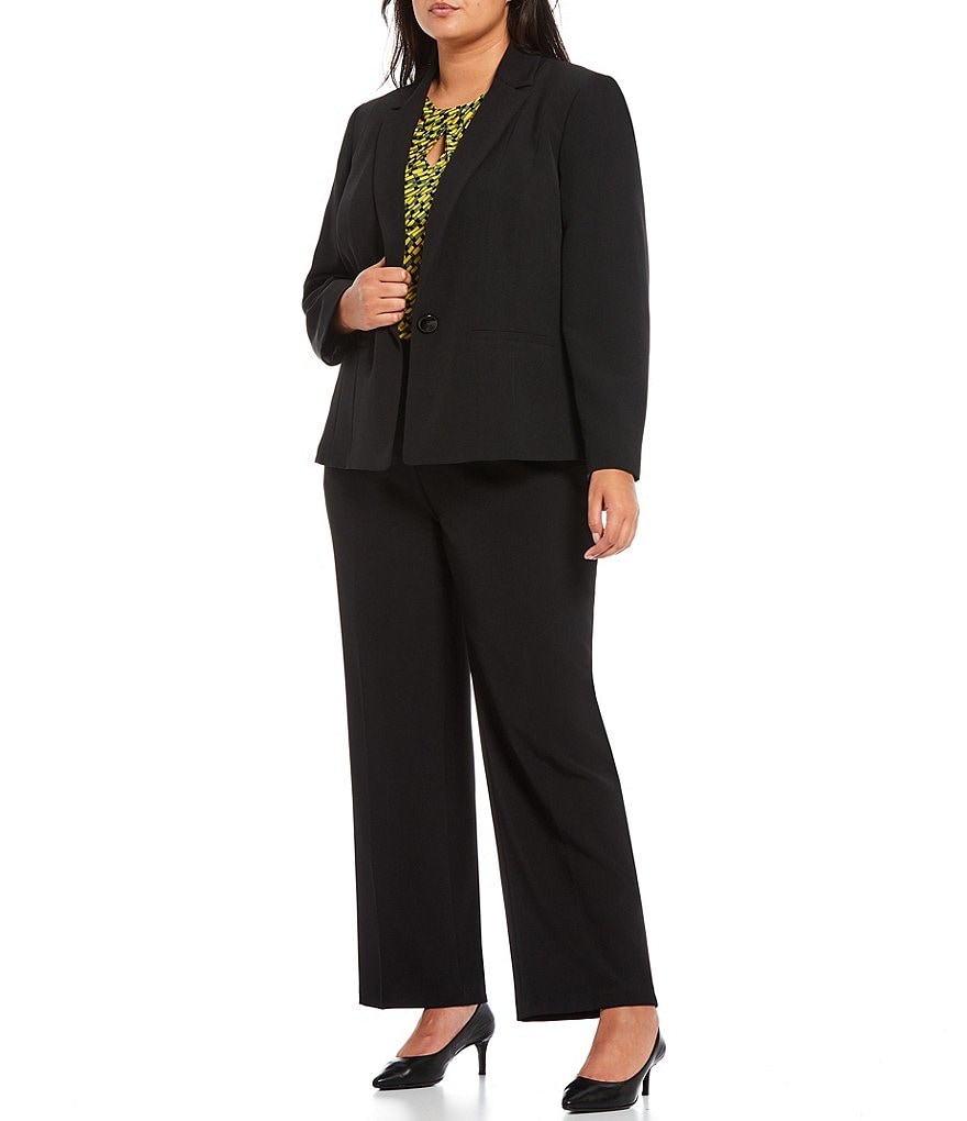 Kasper Plus Size Printed Knit Criss-Cross Round Neck Sleeveless Top