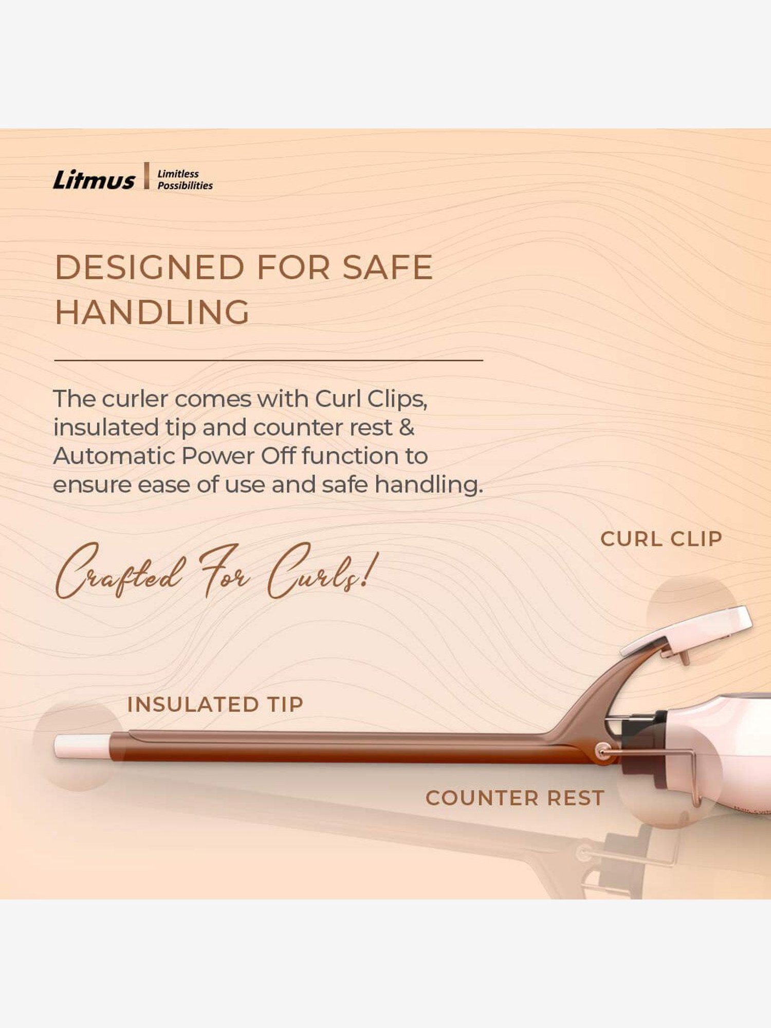 Litmus HC09 Professional Chopstick Hair Curler (White/Bronze)