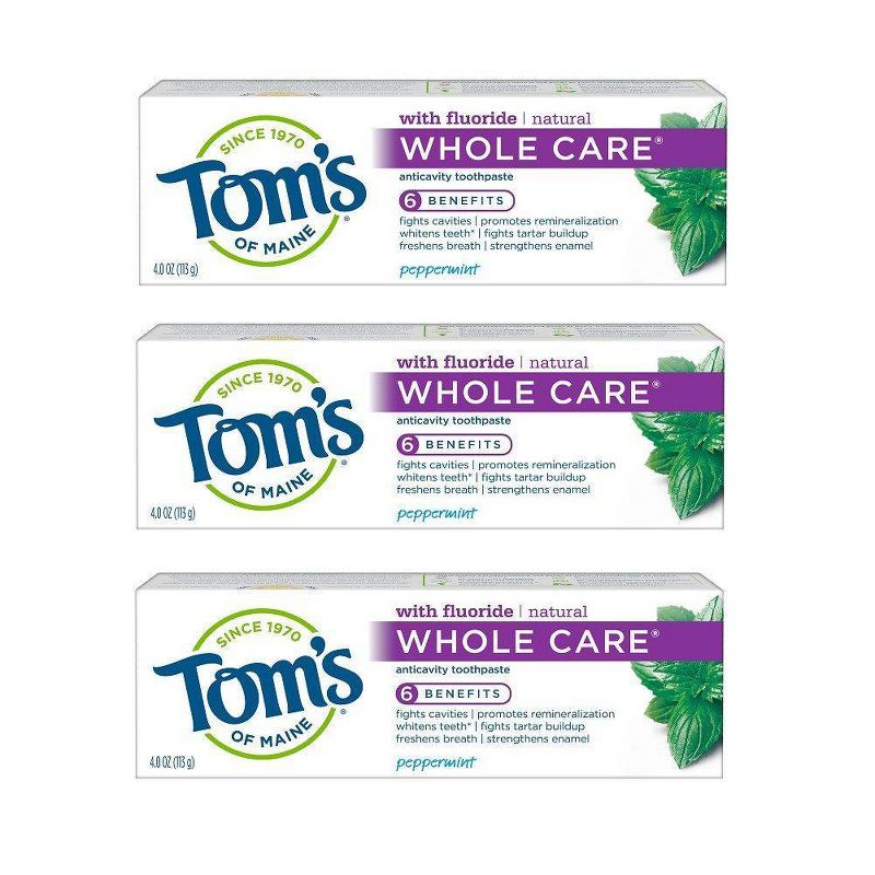 Tom's of Maine Whole Care Toothpaste Peppermint - 4.0oz/3pk