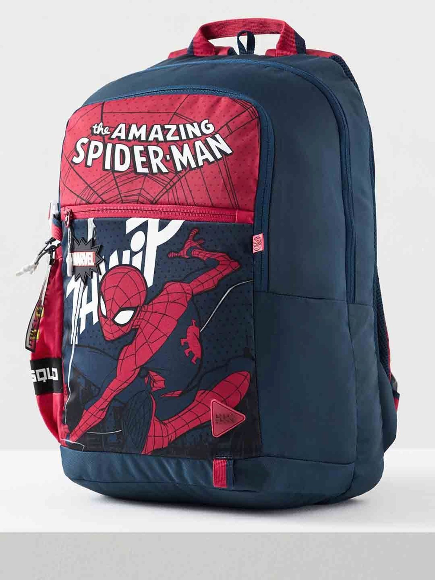 Wiki Back to School Squad 1 Red & Blue Polyester Printed Backpack - 31 Ltrs