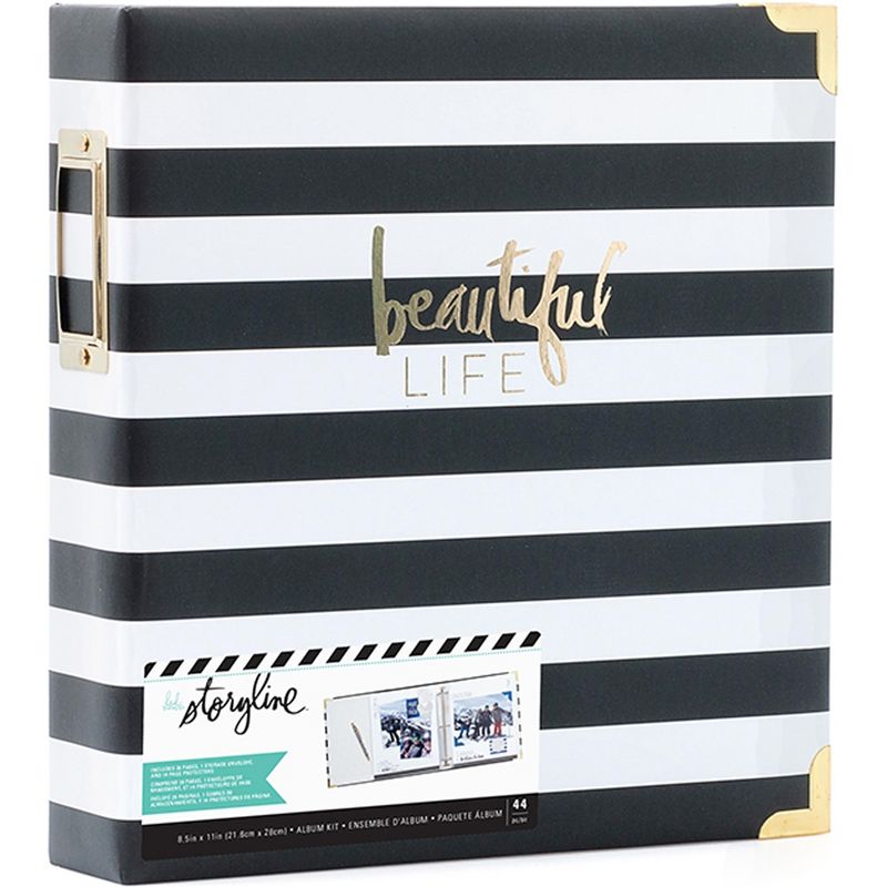 Heidi Swapp Storyline2 D-Ring Album 8.5"X11"-Black Stripe