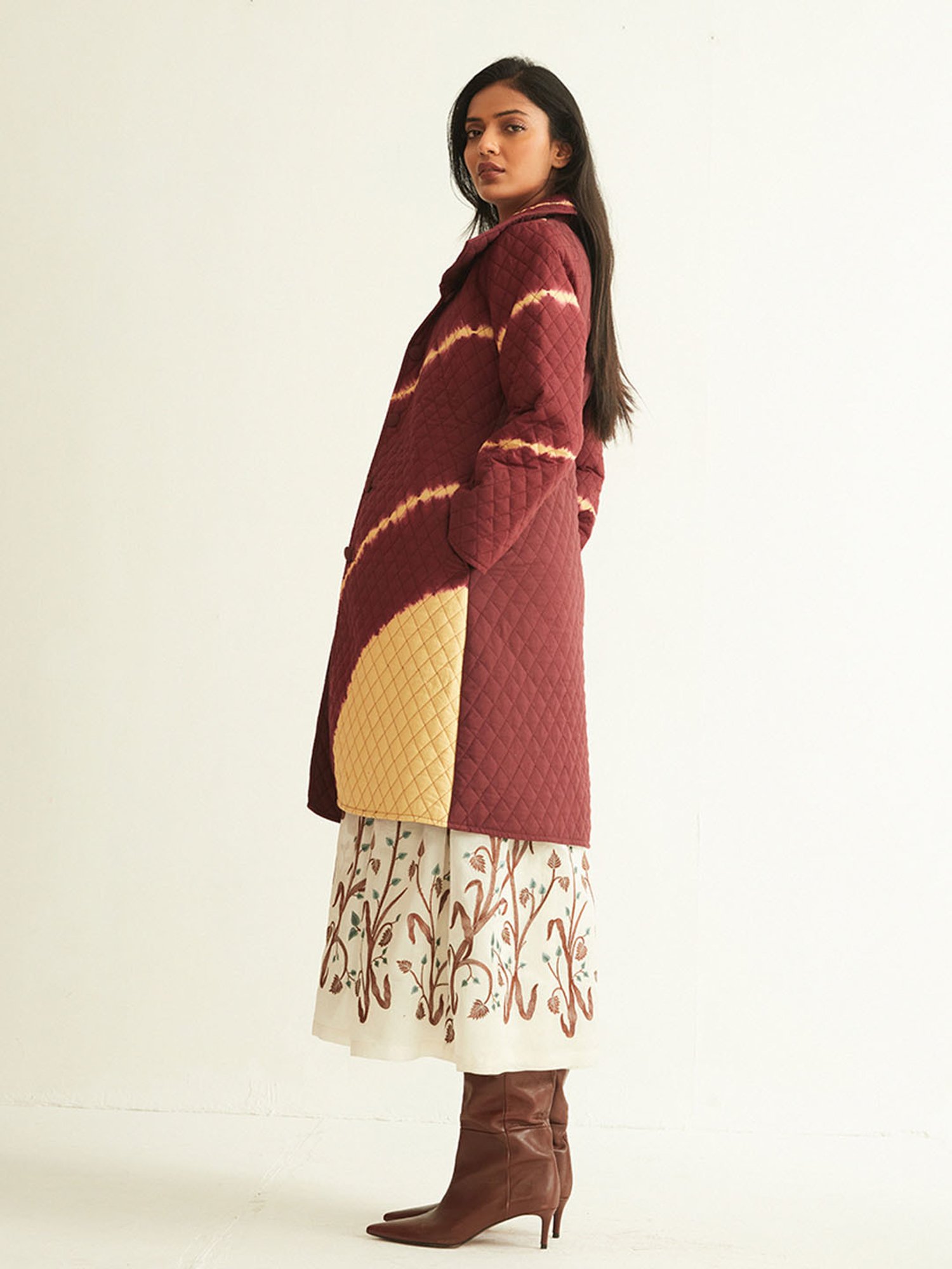 ANCESTRY Maroon Quilted Jacket