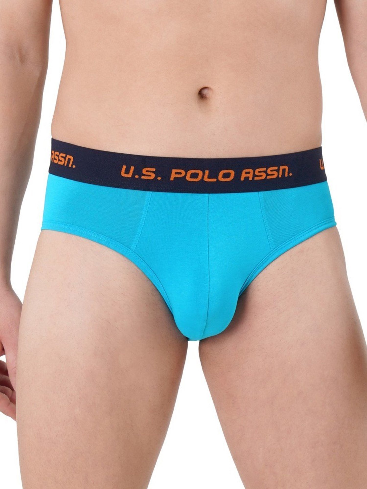 U.S. Polo Assn. Blue & Multi Cotton Regular Fit Printed Briefs - Pack Of 2