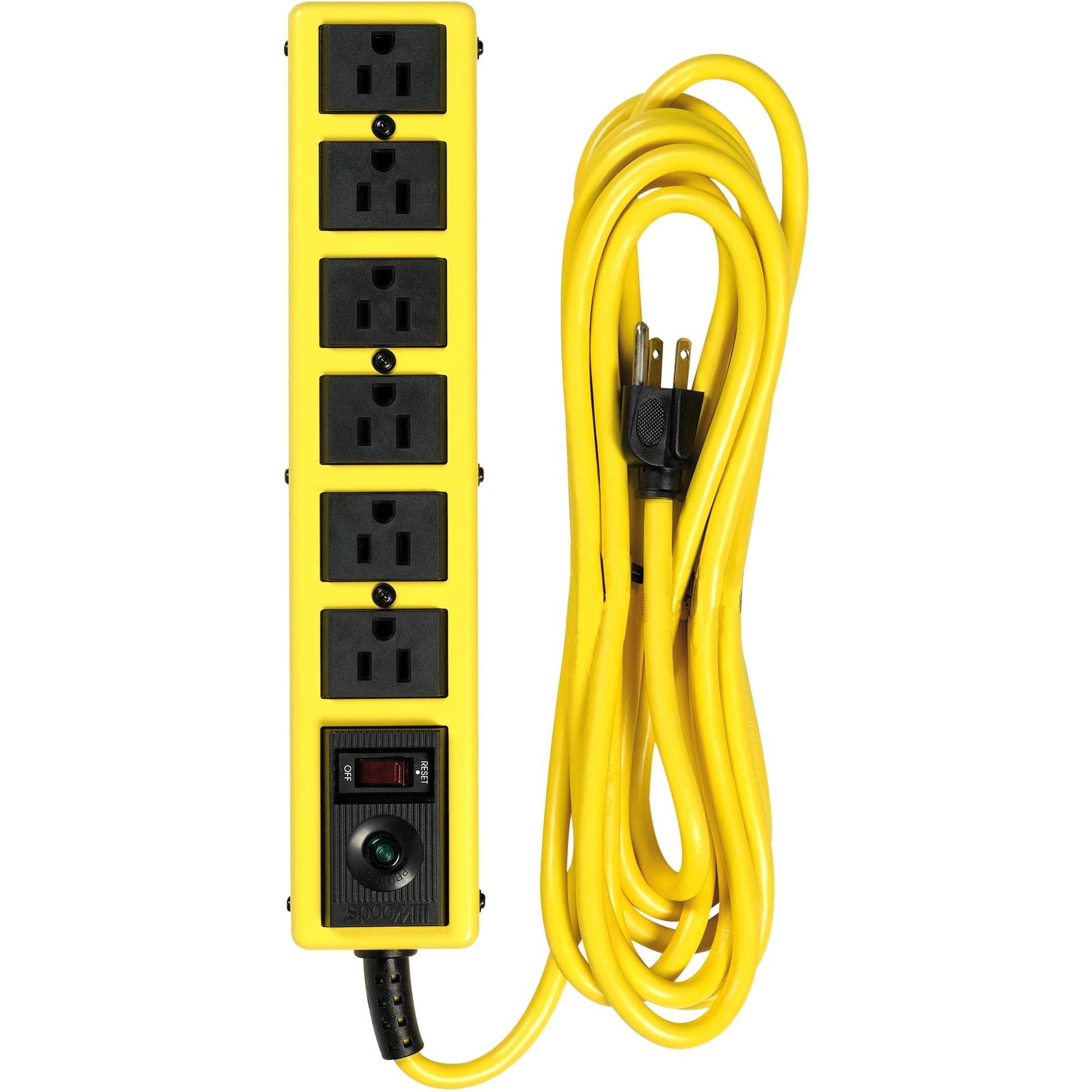 Coleman Cable 5138N 6 Outlet 15' Metal Yellow Jacket Surge Protector 1050 J.