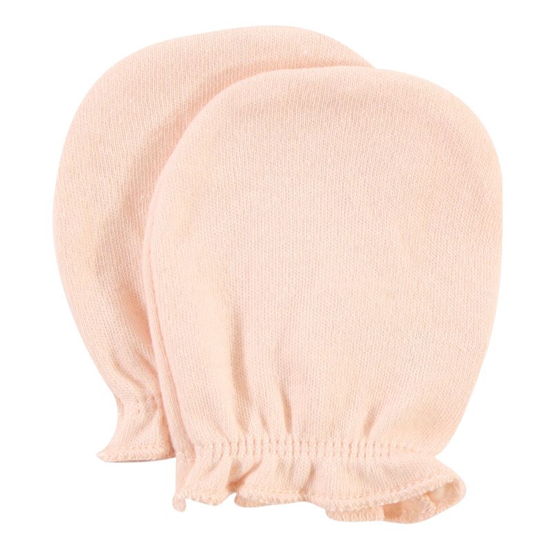 Hudson Baby Infant Girl Cotton Scratch Mittens, Berry Floral, 0-6 Months