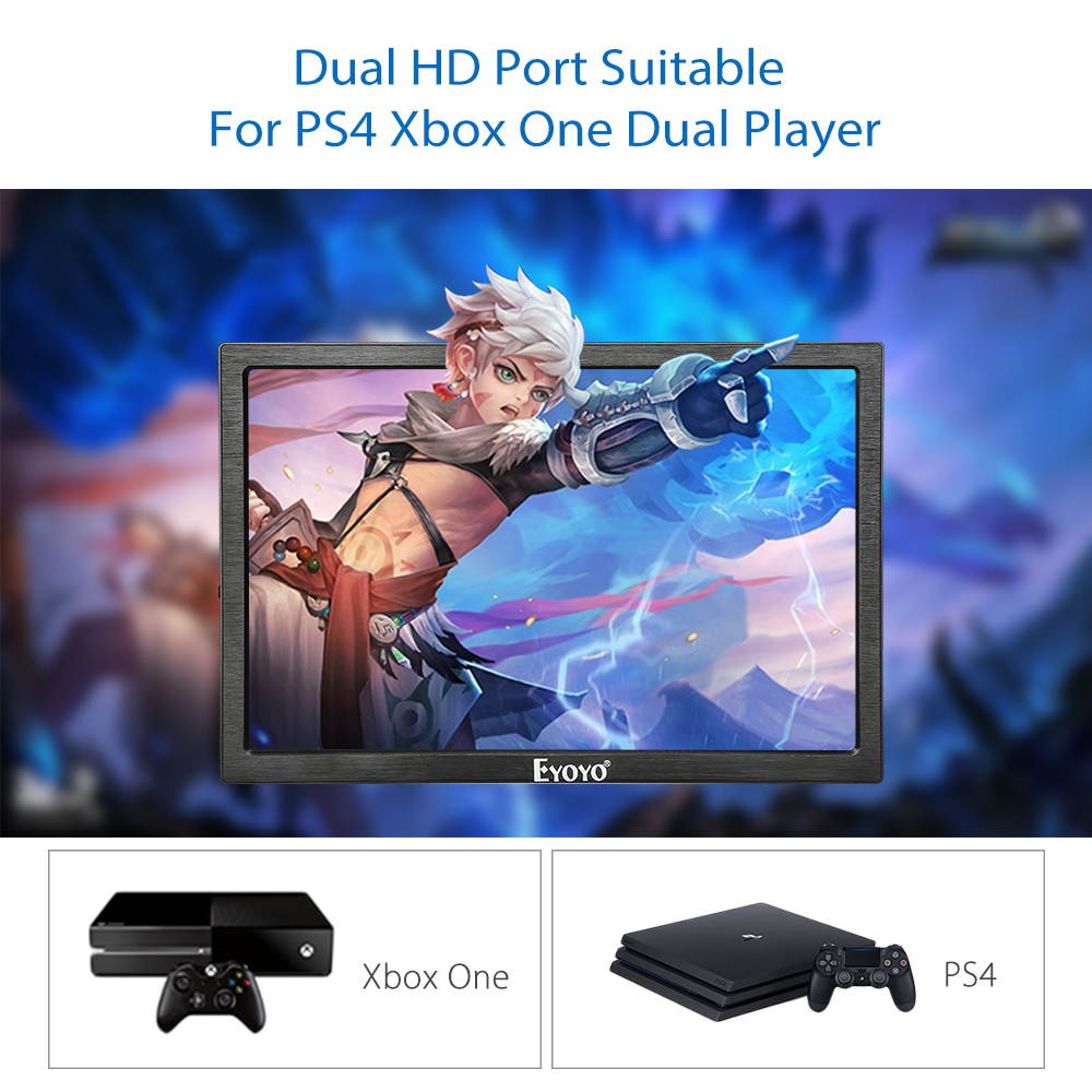 EYOYO 10 Inch 2560x1600 IPS Gaming Monitor Dual HD Interface 8BIT Black For PC DVD PS2 PS3 PS4 Xbox