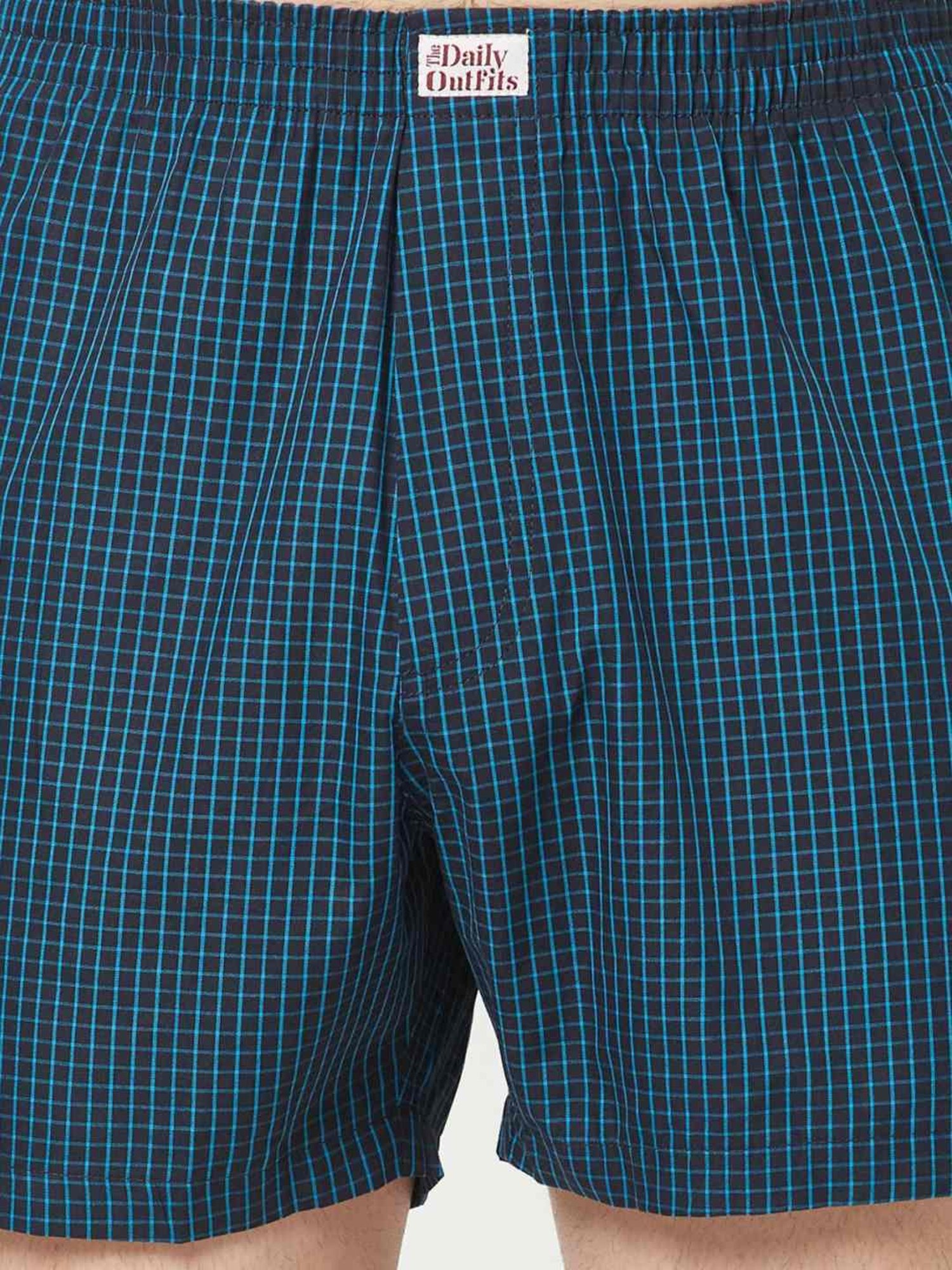 The Daily Outfits Navy Cotton Regular Fit Checks Boxers