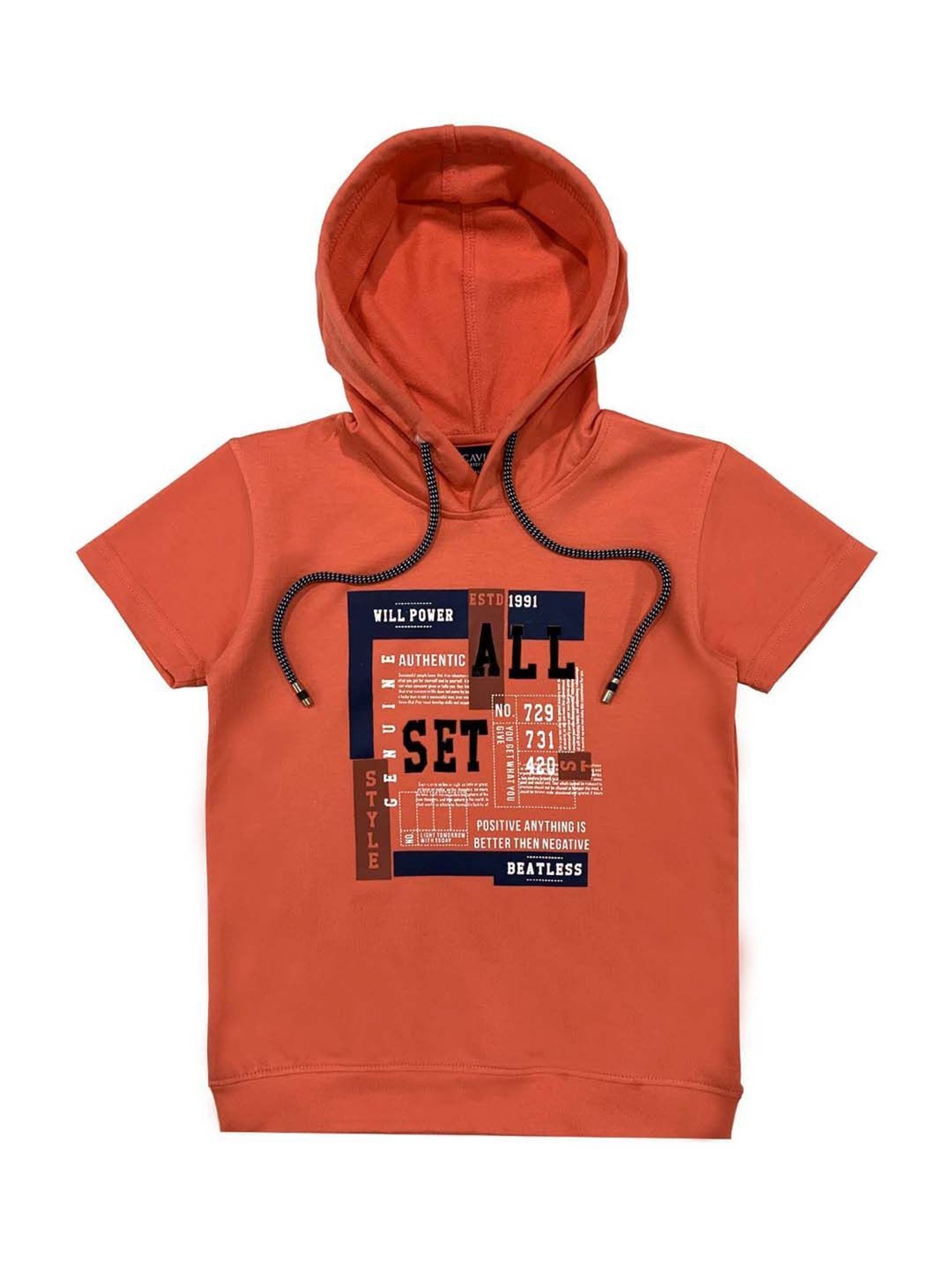 Cavio Kids Orange Printed T-Shirt