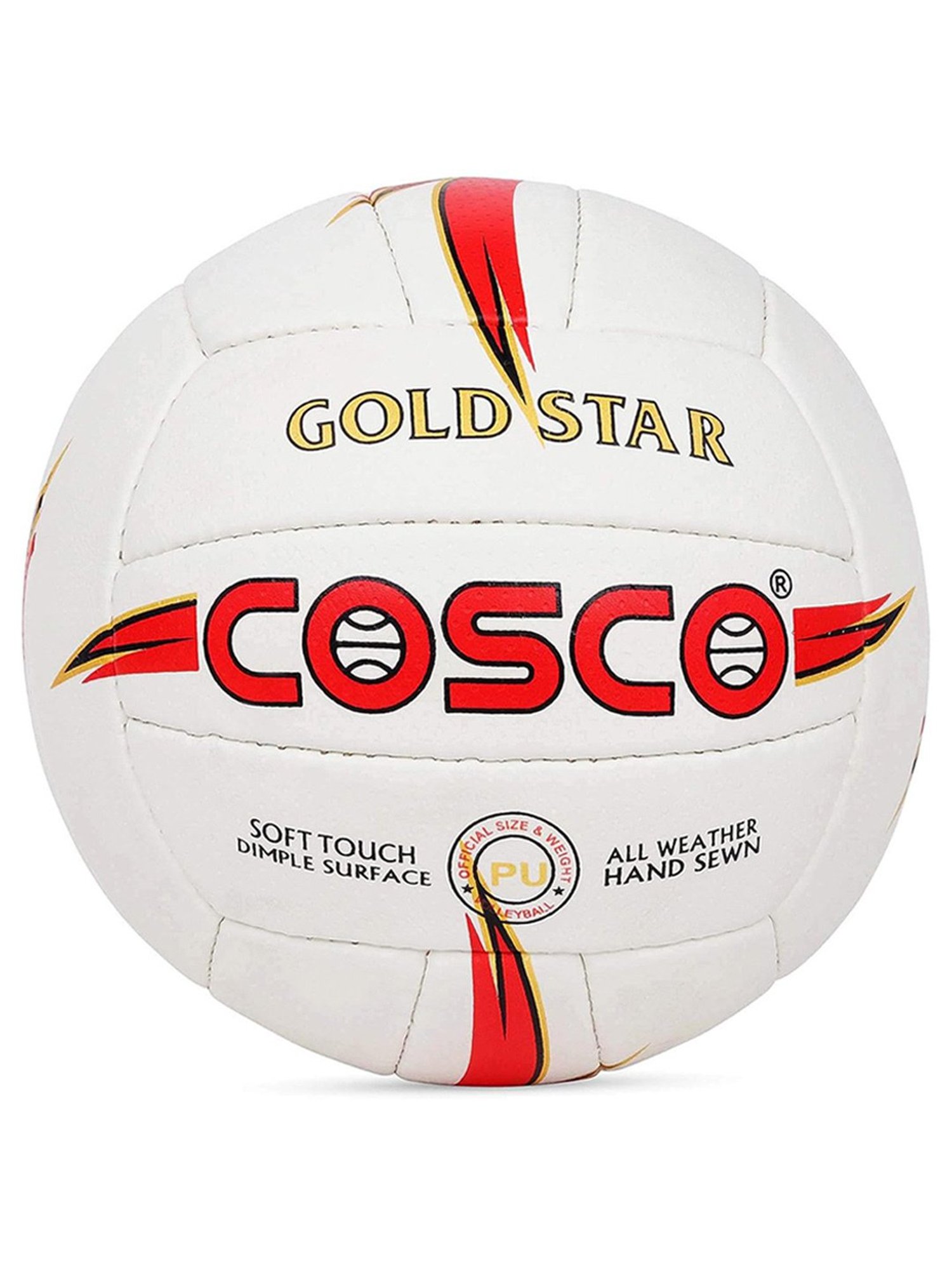 Cosco Polyester Gold Star Volleyball (White) Size - 4