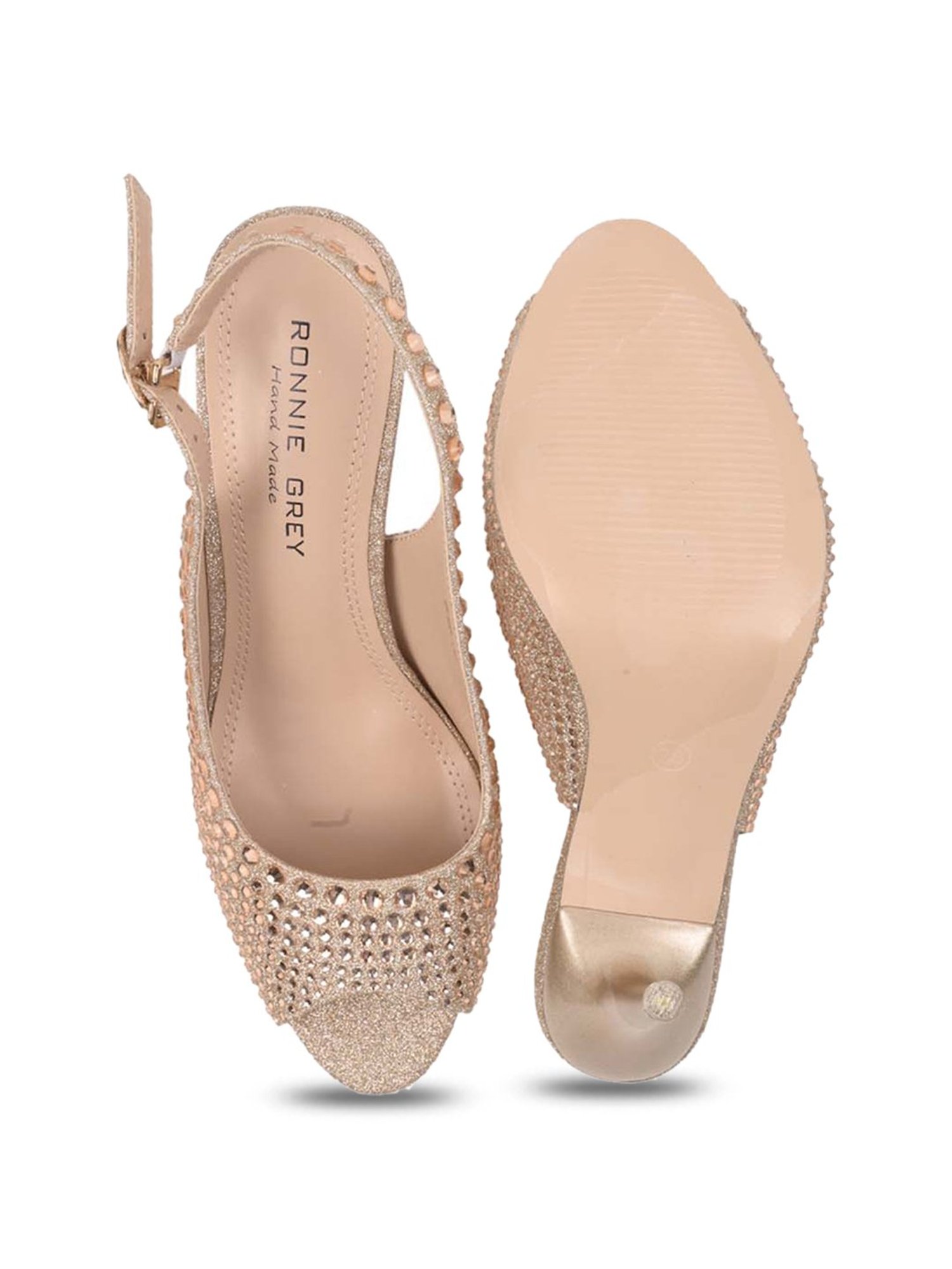 Ronnie Grey Women's Champagne Back Strap Stilettos