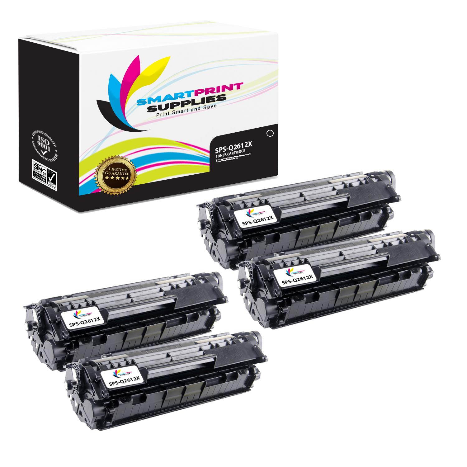 Smart Print Supplies Compatible 12X Q2612X Black High Yield Toner Cartridge Replacement for HP LaserJet 1010 1012 1015 3015 3050 Printers (4,000 Pages) - 4 Pack