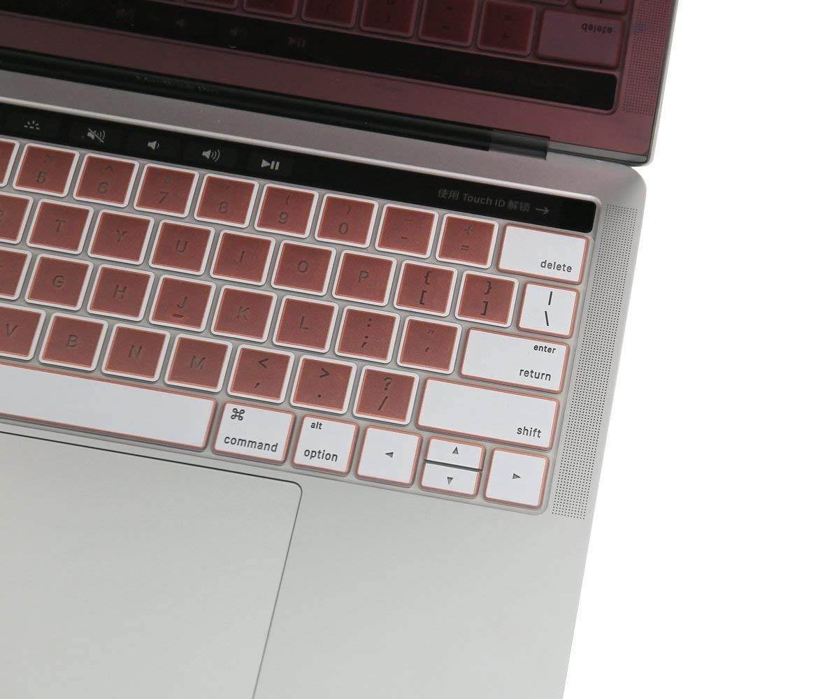 Rose Gold Keyboard Cover Protector for MacBook Pro 13/15 inch with Touch Bar(A1706/A1707/A1989/A1990,2016/2017/2018 Released)-US Layout
