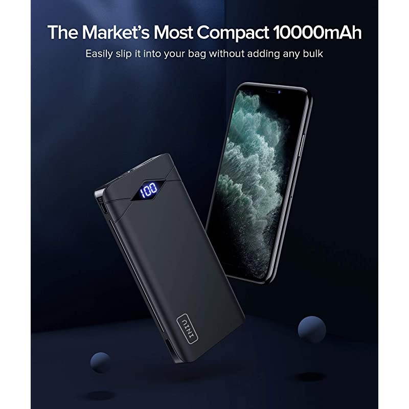 Power Bank LED Display 10000mAh Portable Charger Dual 3A HighSpeed 2 USB Ports with Flashlight Battery Pack Compatible with iPhone XS X 8 Samsung Galaxy S10 S9 Note 10 Google Oneplus iPad etc
