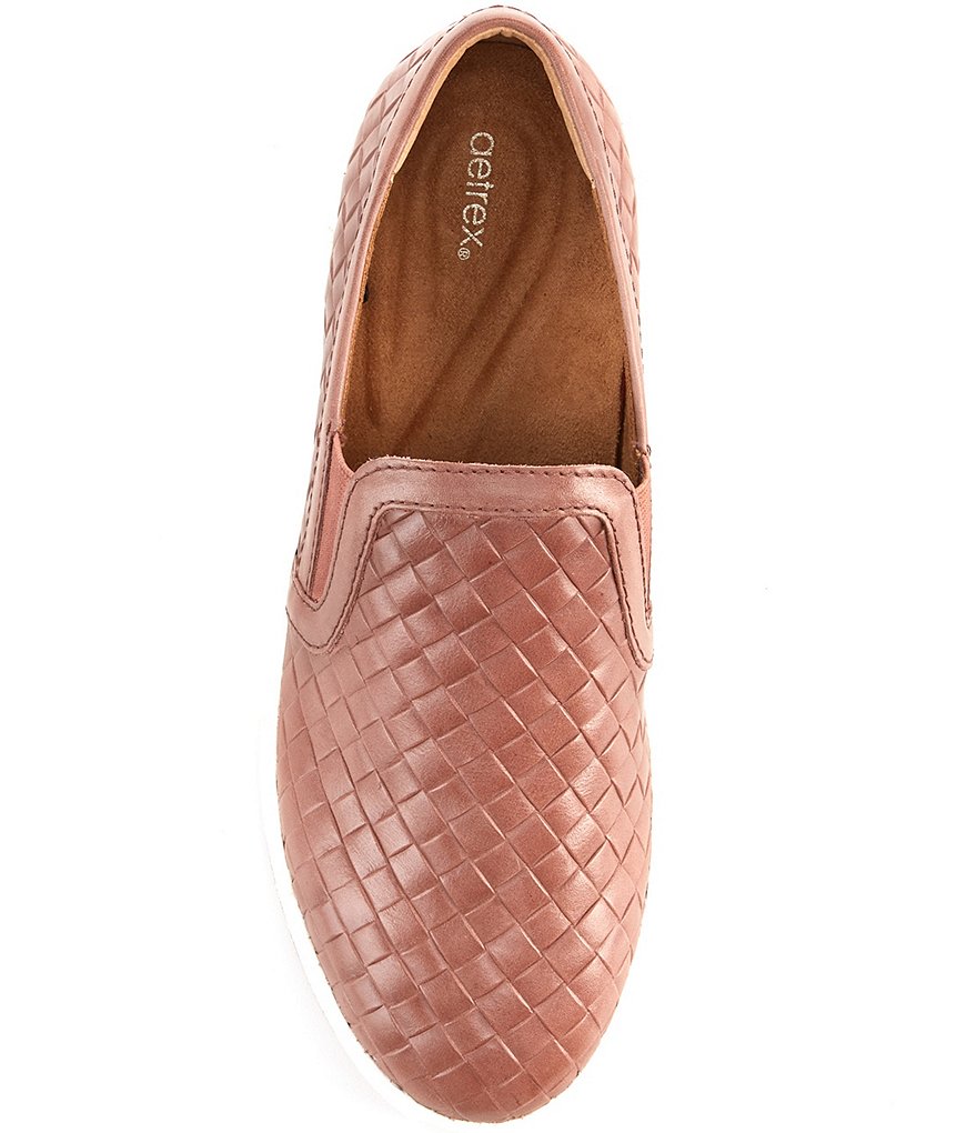Aetrex Kenzie Woven Embossed Leather Slip-Ons