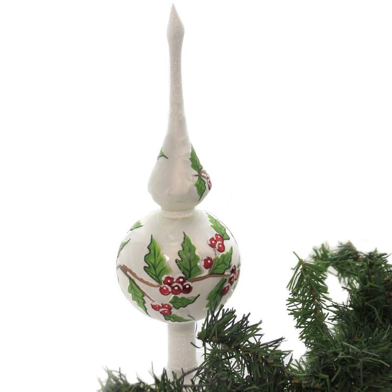 Christina's World 12.25" Holly Leaf Finial Tree Topper Hand Painted  -  Tree Toppers