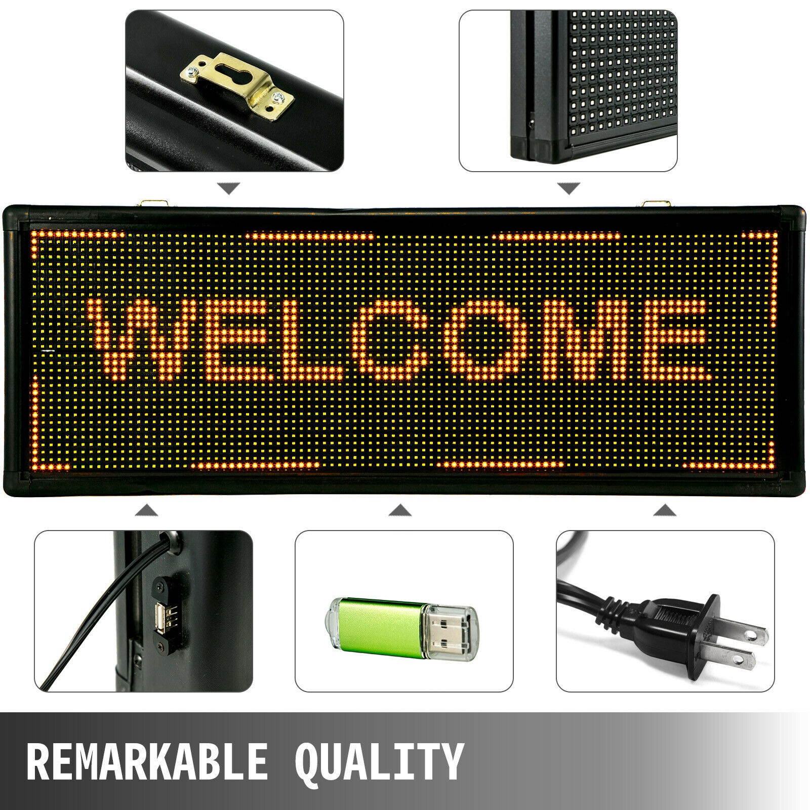 40" x 15" Led Scrolling Sign Yellow Open LED Sign For Business Advertising