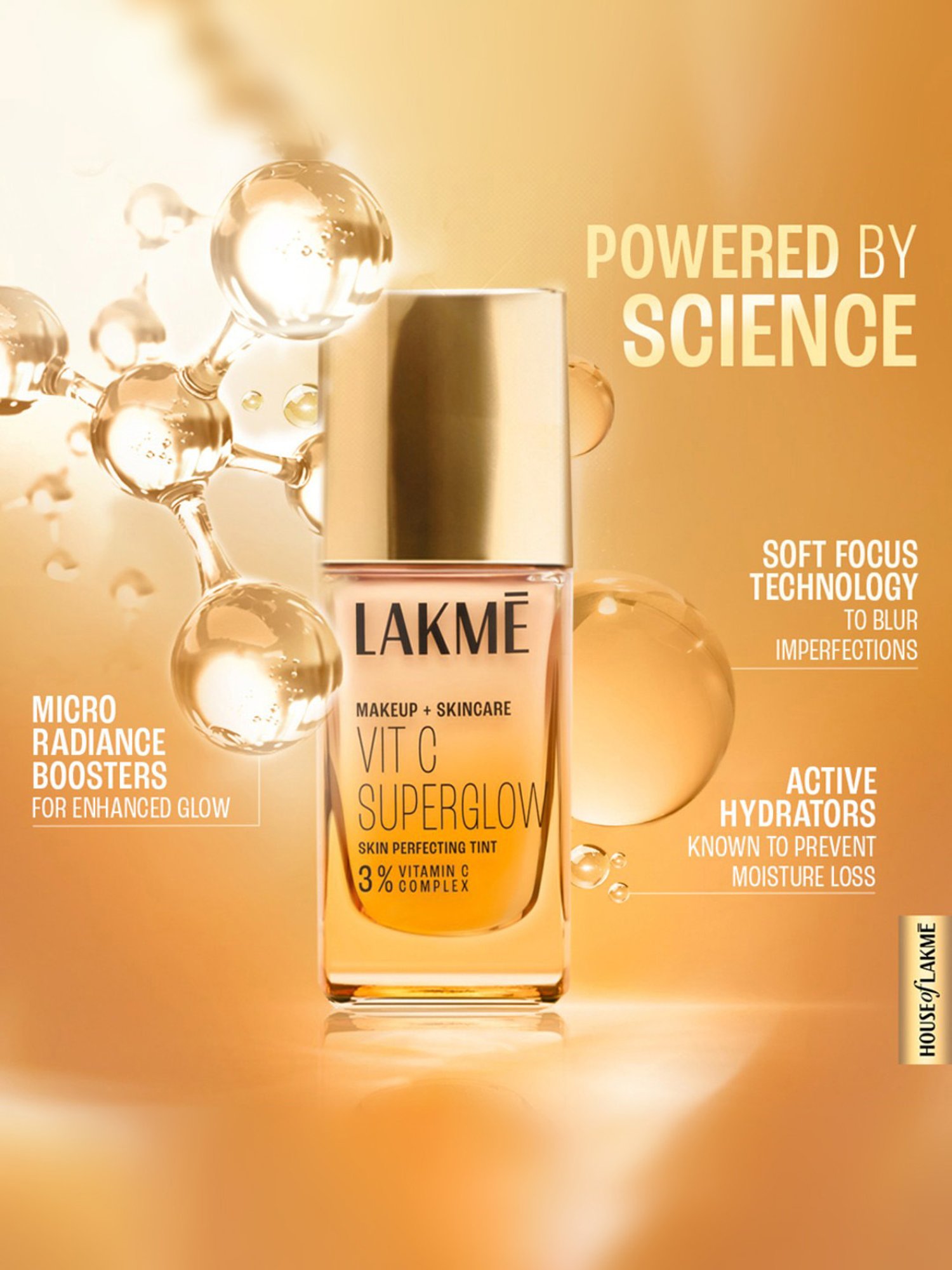 Lakme Makeup + Skincare Vit C Superglow Skin Perfecting Tint Cool Ivory C100 - 25 ml