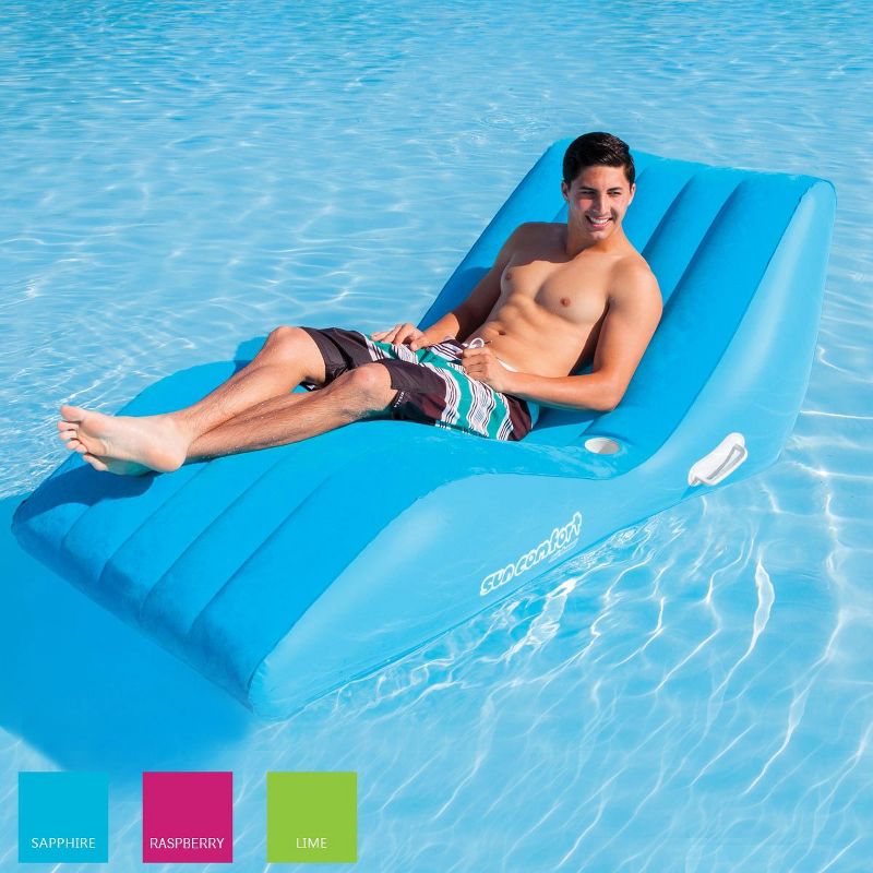 Airhead Sun Comfort Suede Inflatable Zero Gravity Floating Swimming Pool Lounge Float Seat, Sapphire Blue
