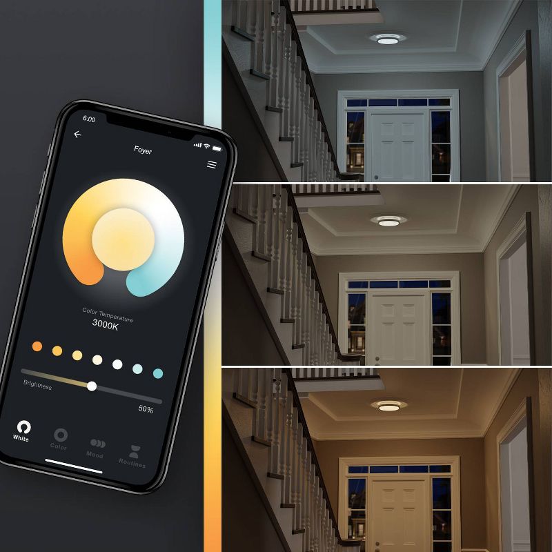 Smart Brushed Nickel 16W 11" White LED Wi-Fi Enabled Voice Activated Flush Mount Ceiling Light