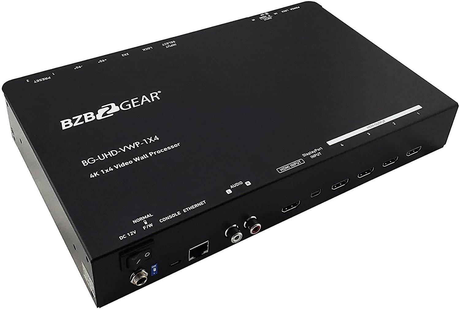 BZBGEAR 4-Port 4K 60Hz Video Wall Processor with Scaler Audio and 1x3/1x4/2x2/4x1 Layout