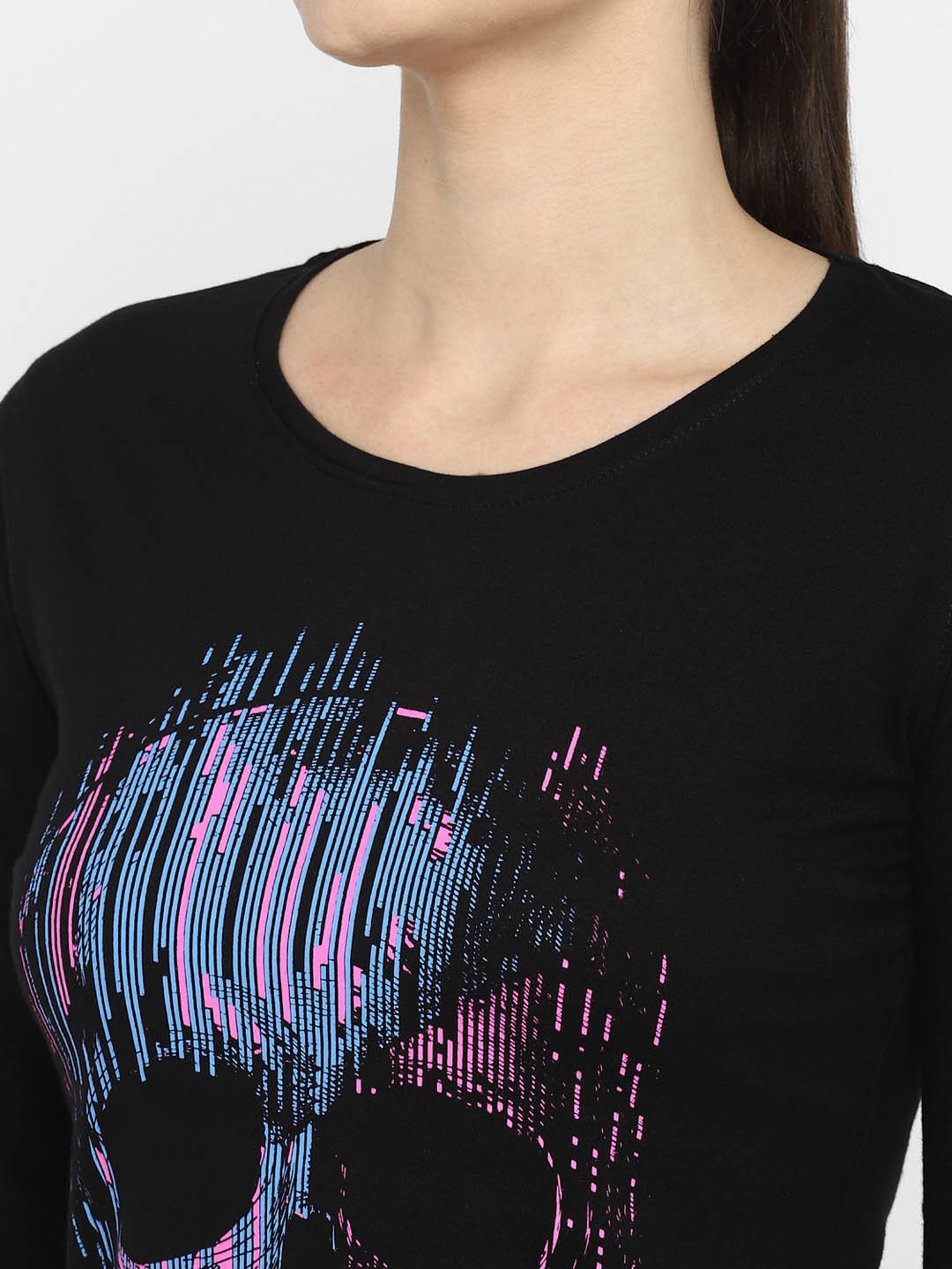 Appulse Black Printed Slim Fit Cotton T-Shirt