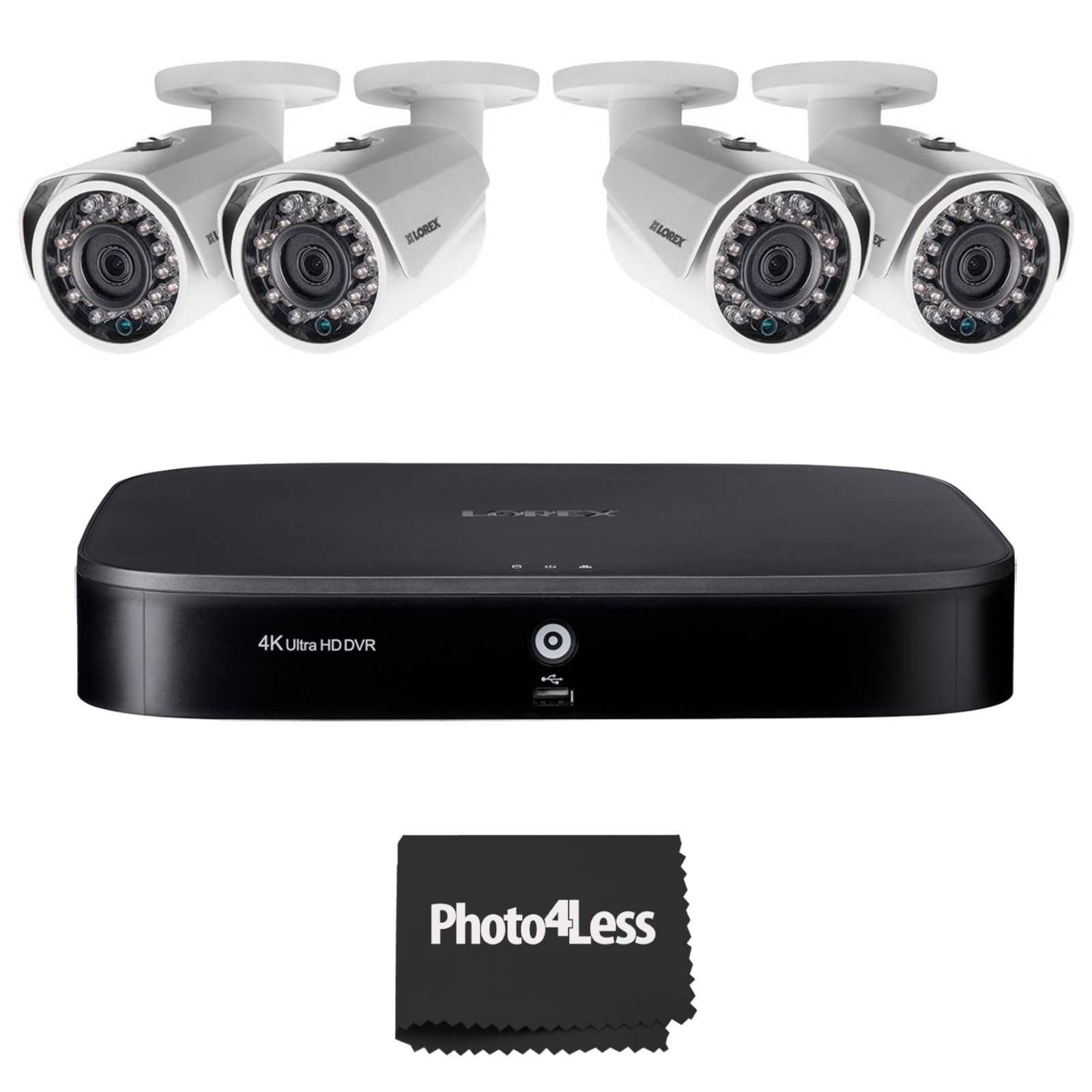4 Lorex 1080p HD Weatherproof  Wired Security Cameras +4K 8 Channel Security DVR