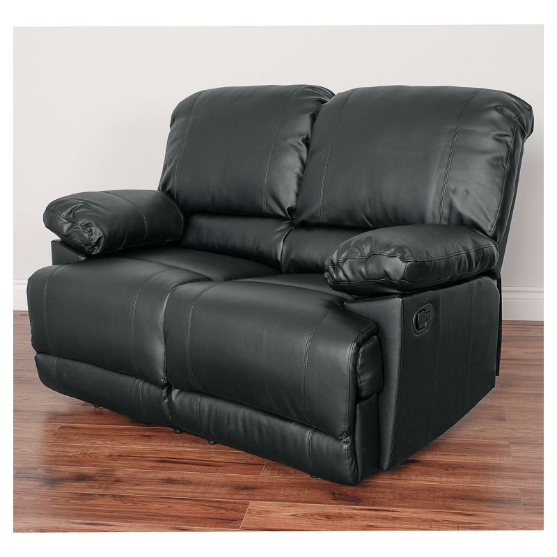 Lea Black Bonded Leather Reclining Loveseat - CorLiving