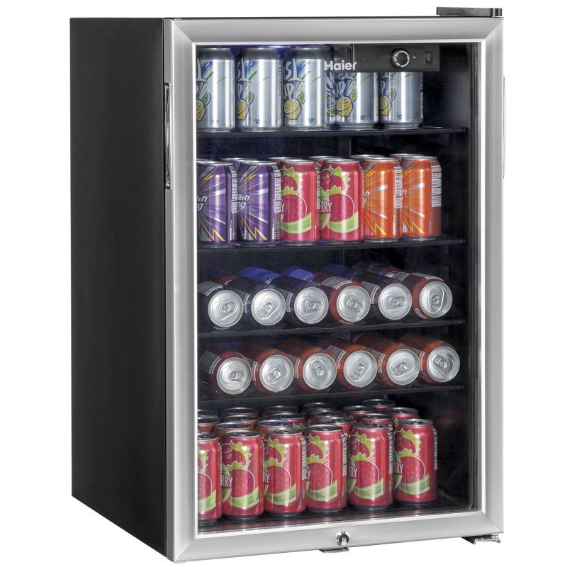 Haier Large Capacity 150 Can Stainless Steel Cooler and Compact Beverage Center