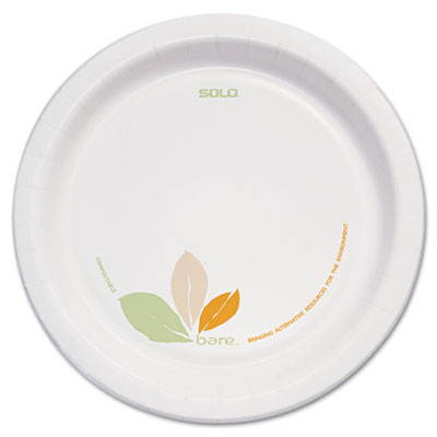 SOLO Cup Company OFMP9-J7234 Bare Paper Dinnerware, 8.5" Plate, Green/Tan, 250/Carton