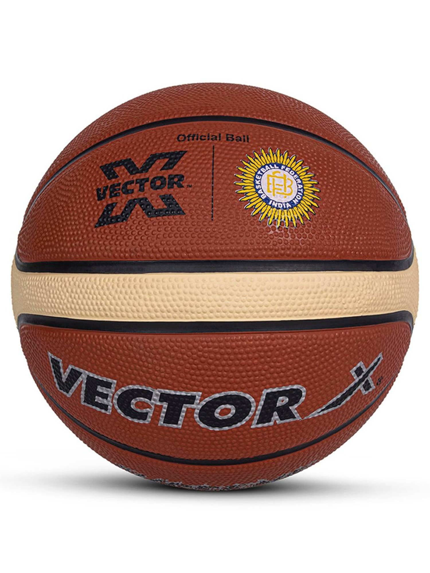 Vector X Supreme Fedration of India Rubberised Bladder Professional Basketball (Brown) Size - 7