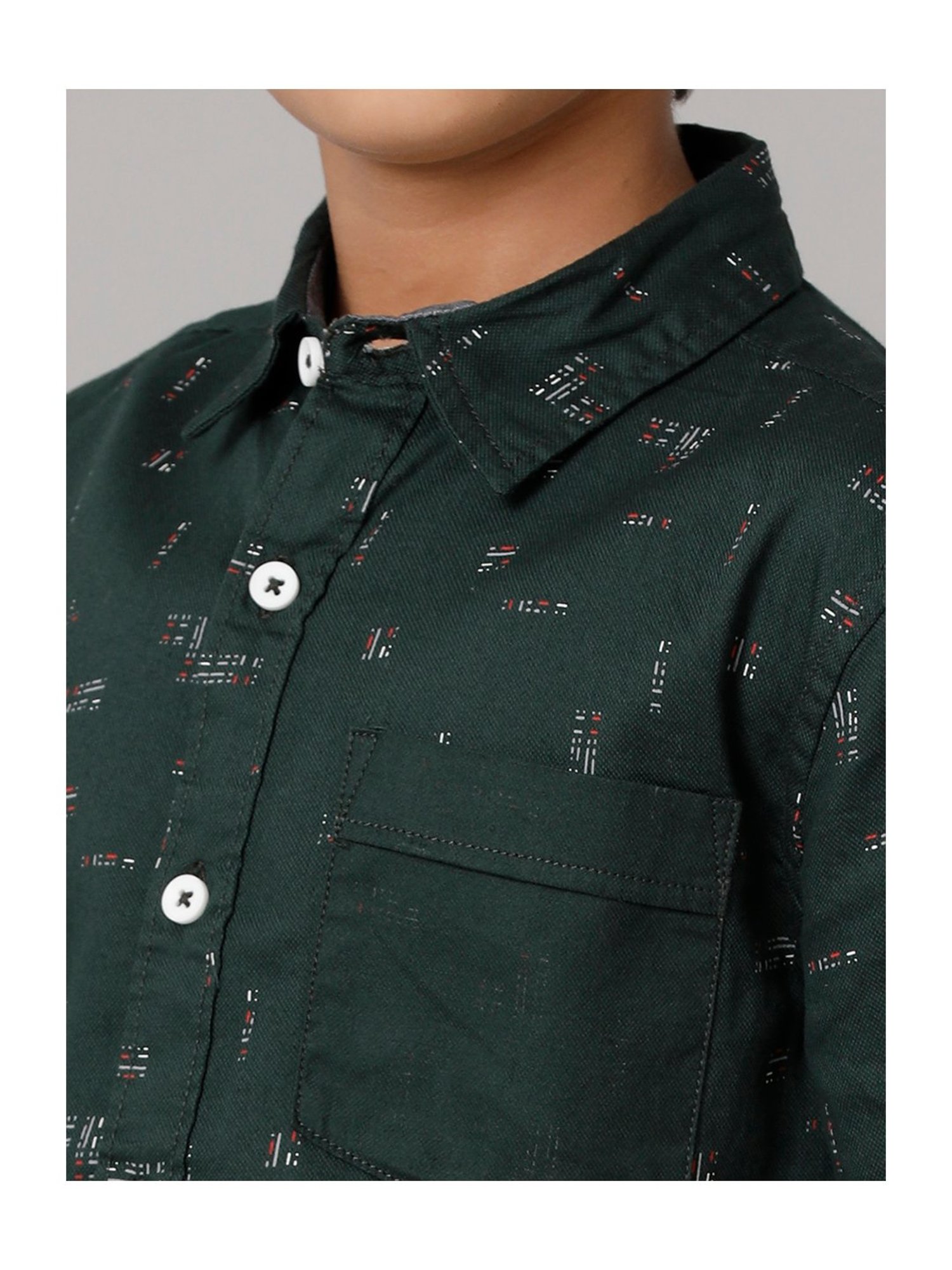 Under Fourteen Only Kids Green Printed Shirt