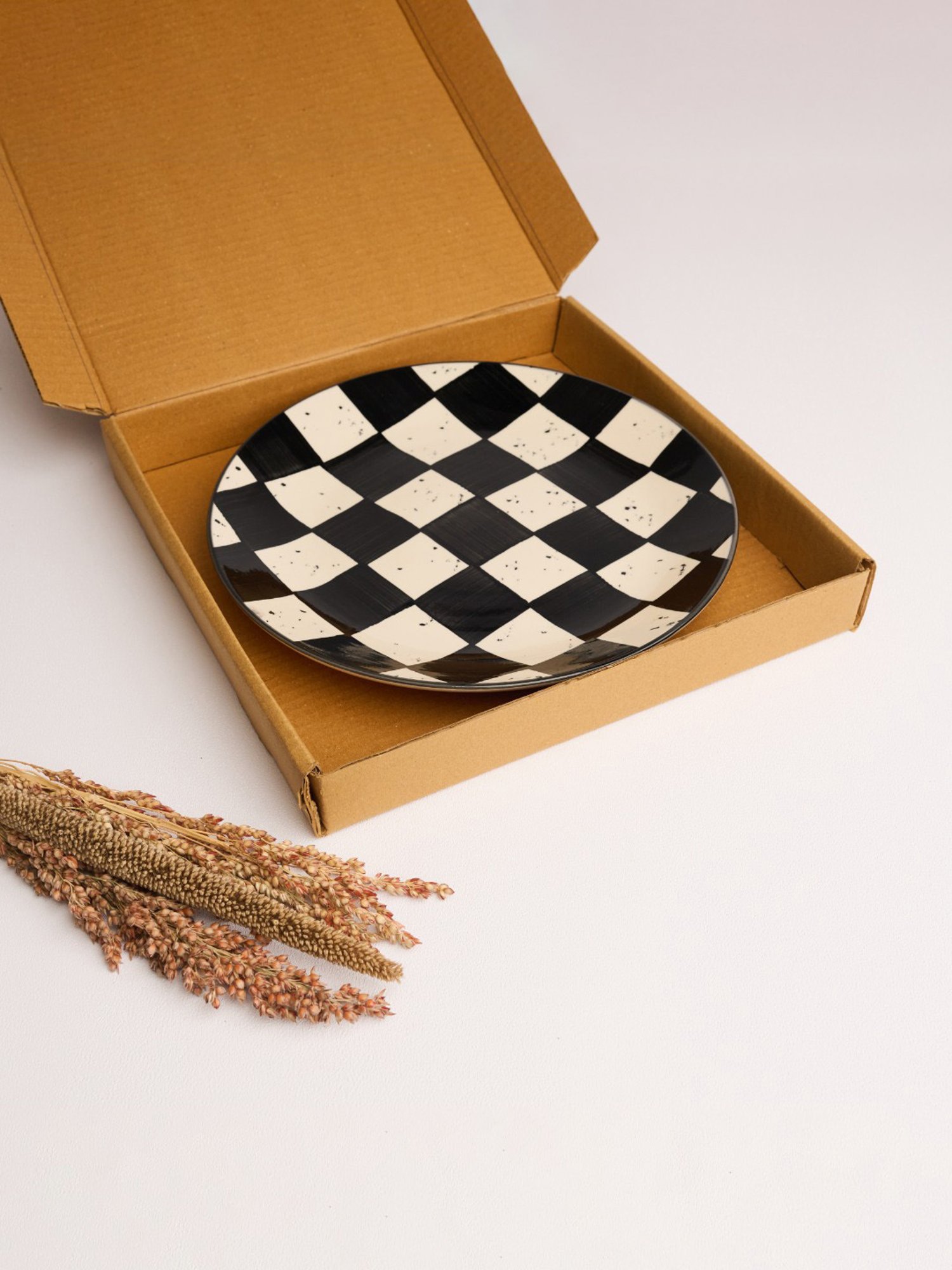 BlackCarrot Black & White Ceramic Dinner Plates - Set of 2