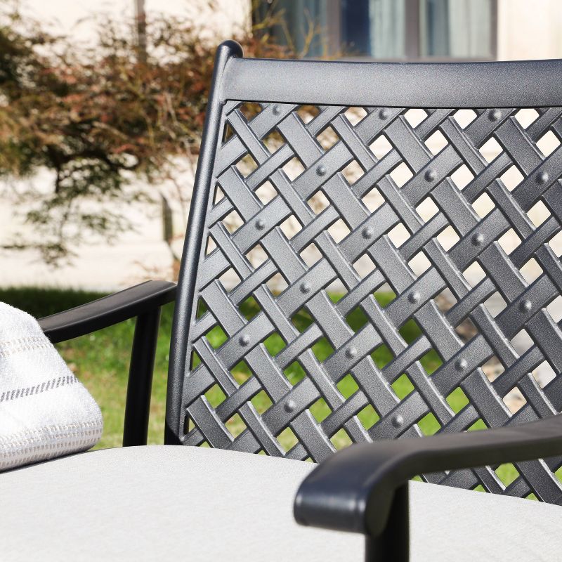 2pc Steel Outdoor Patio Accent Chairs Cream - Lokatse