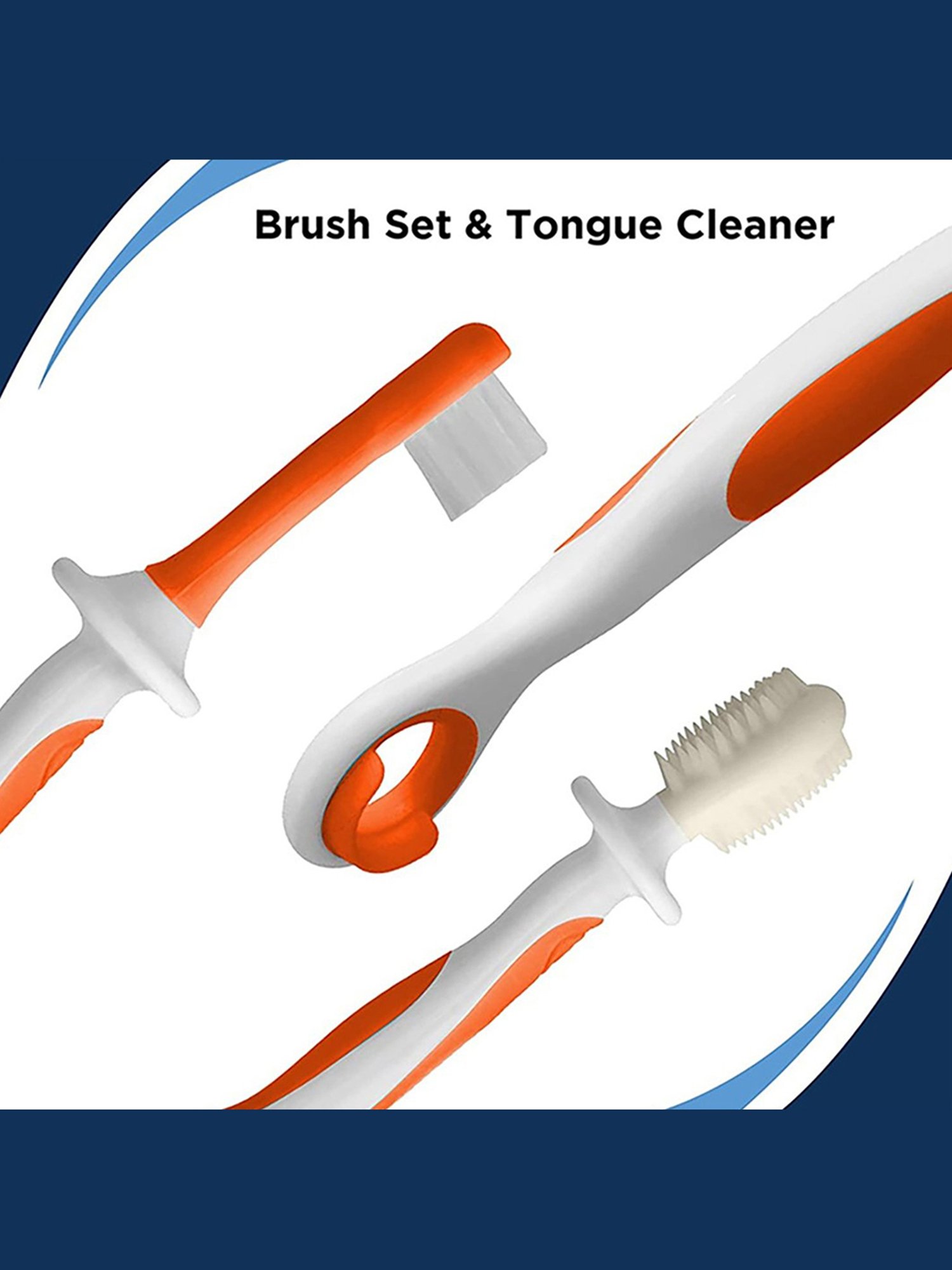 LuvLap Baby Training 3 Piece Toothbrush Set (Orange and White)