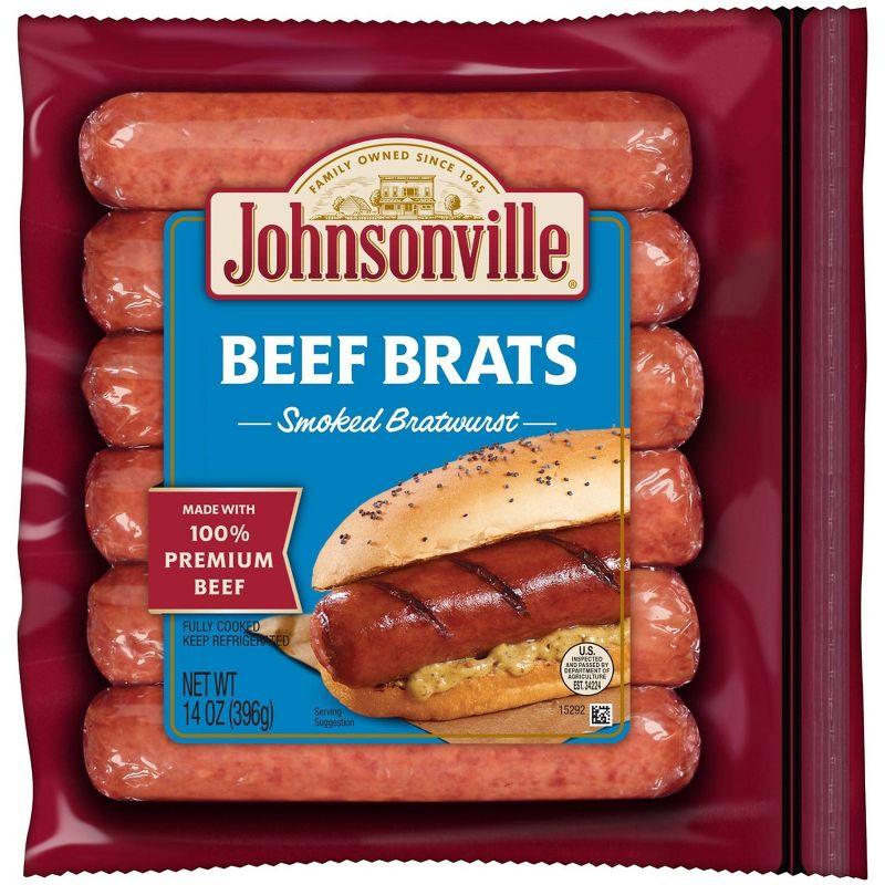 Johnsonville Smoked Beef Bratwurst - 14oz