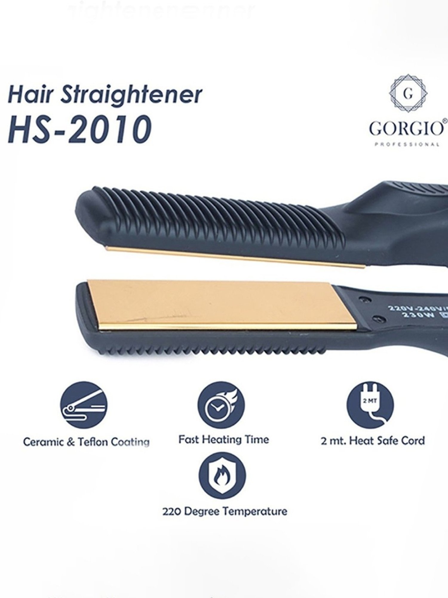 Gorgio Professional HS2010 Gold Plated Hair Straightener (Black)