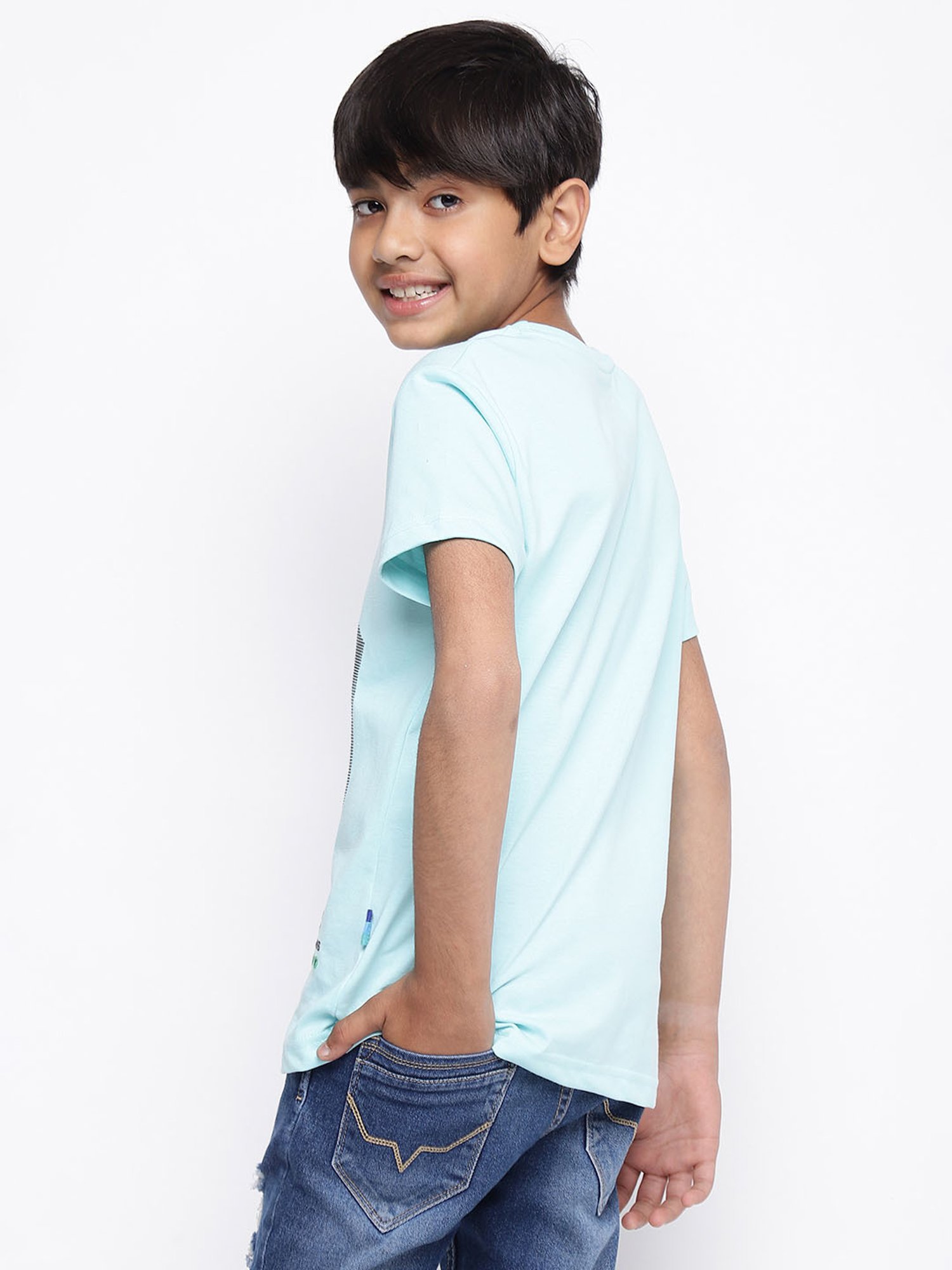 Lil Tomatoes Kids Blue Printed T-Shirt