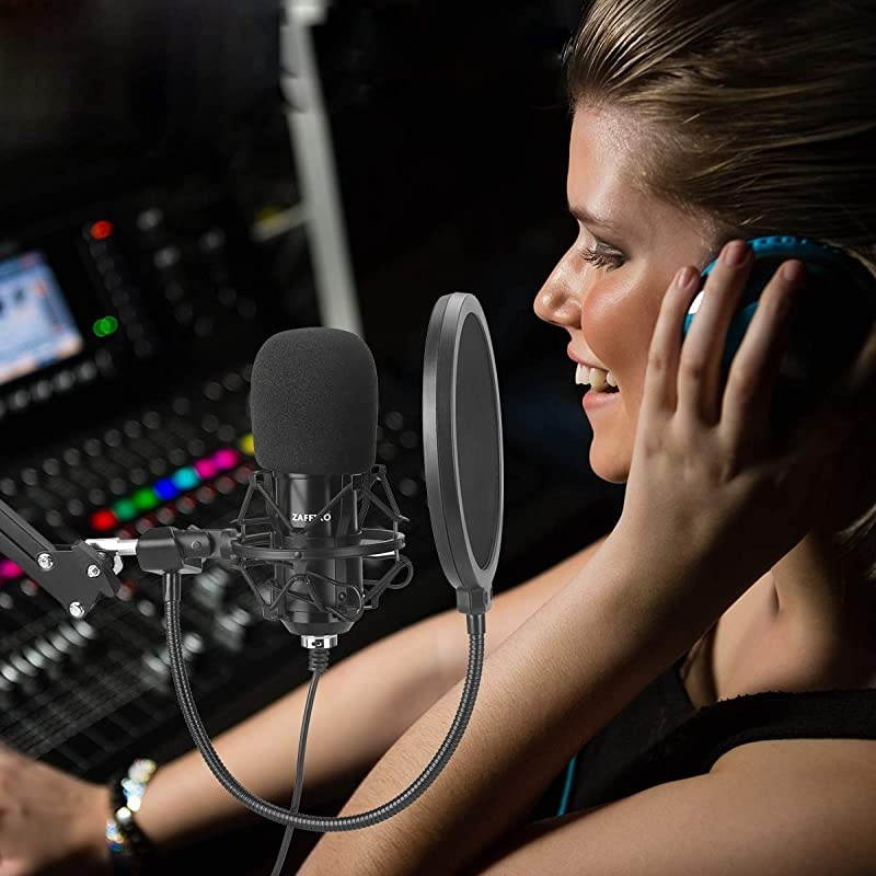 Microphone Pop Filter Mask Shield For Microphone  Dual Layered Wind Pop Screen With Flexible 360&deg;Gooseneck Clip Stabilizing Arm