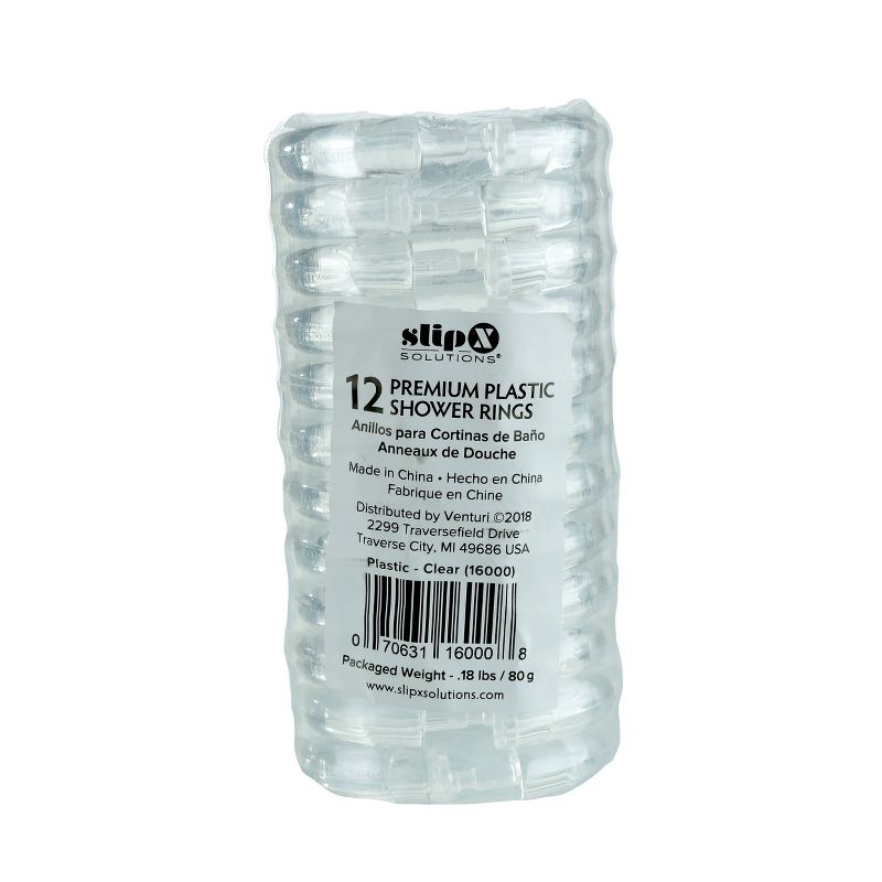 Premium Plastic Shower Curtain Rings Clear - Slipx Solutions