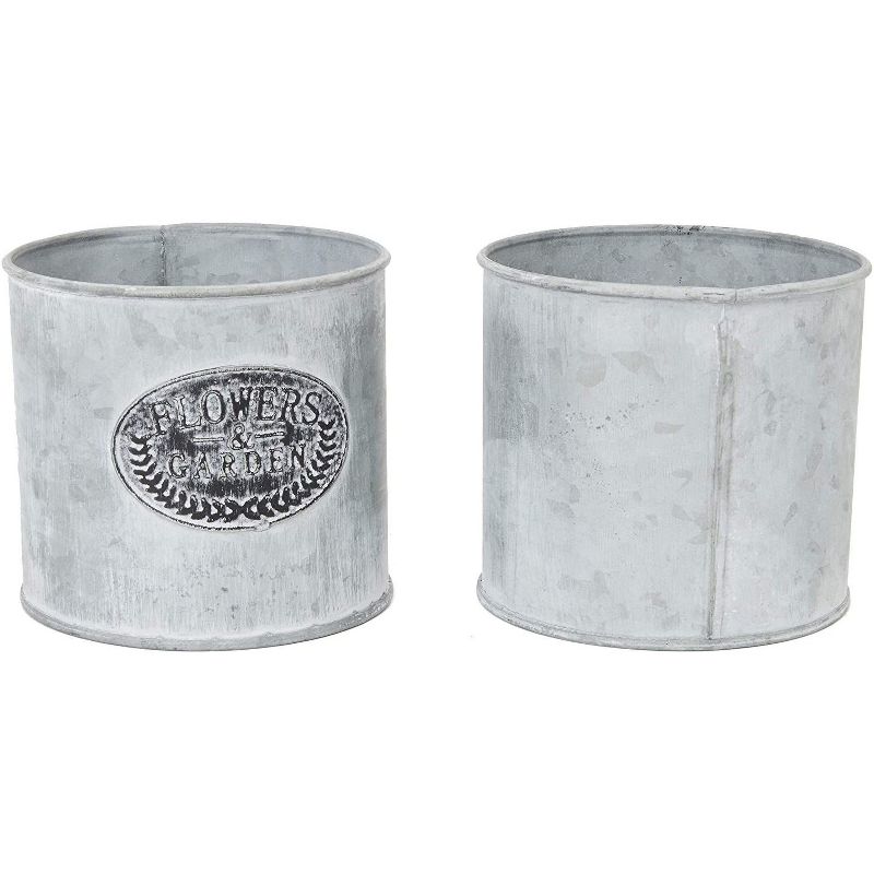 Farmlyn Creek 4 Pack Galvanized Metal Buckets with Metal Tray, Rustic Garden Planters (3.75 x 4 in)