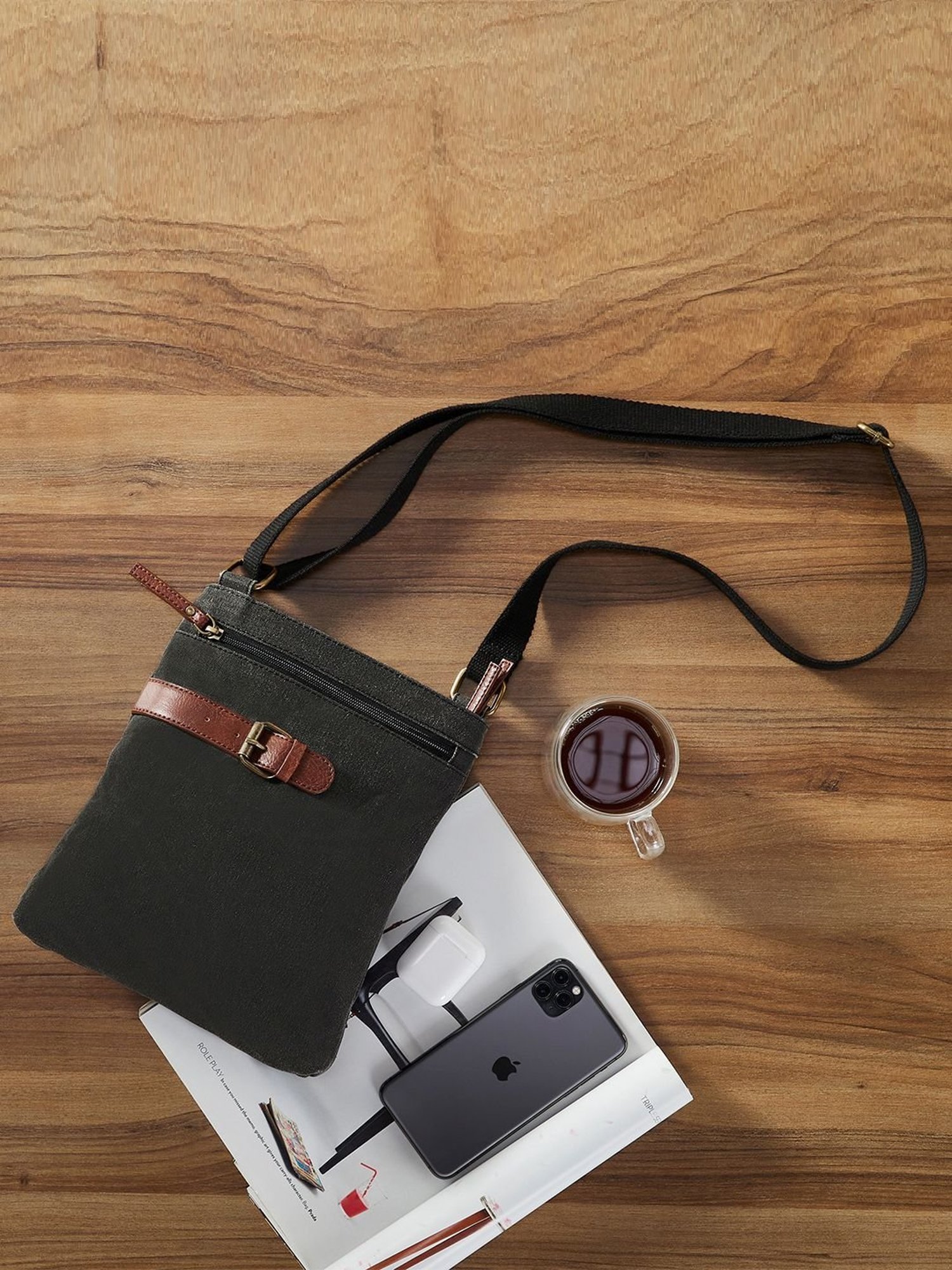 Mona B Grey Solid Medium Cross Body Bag