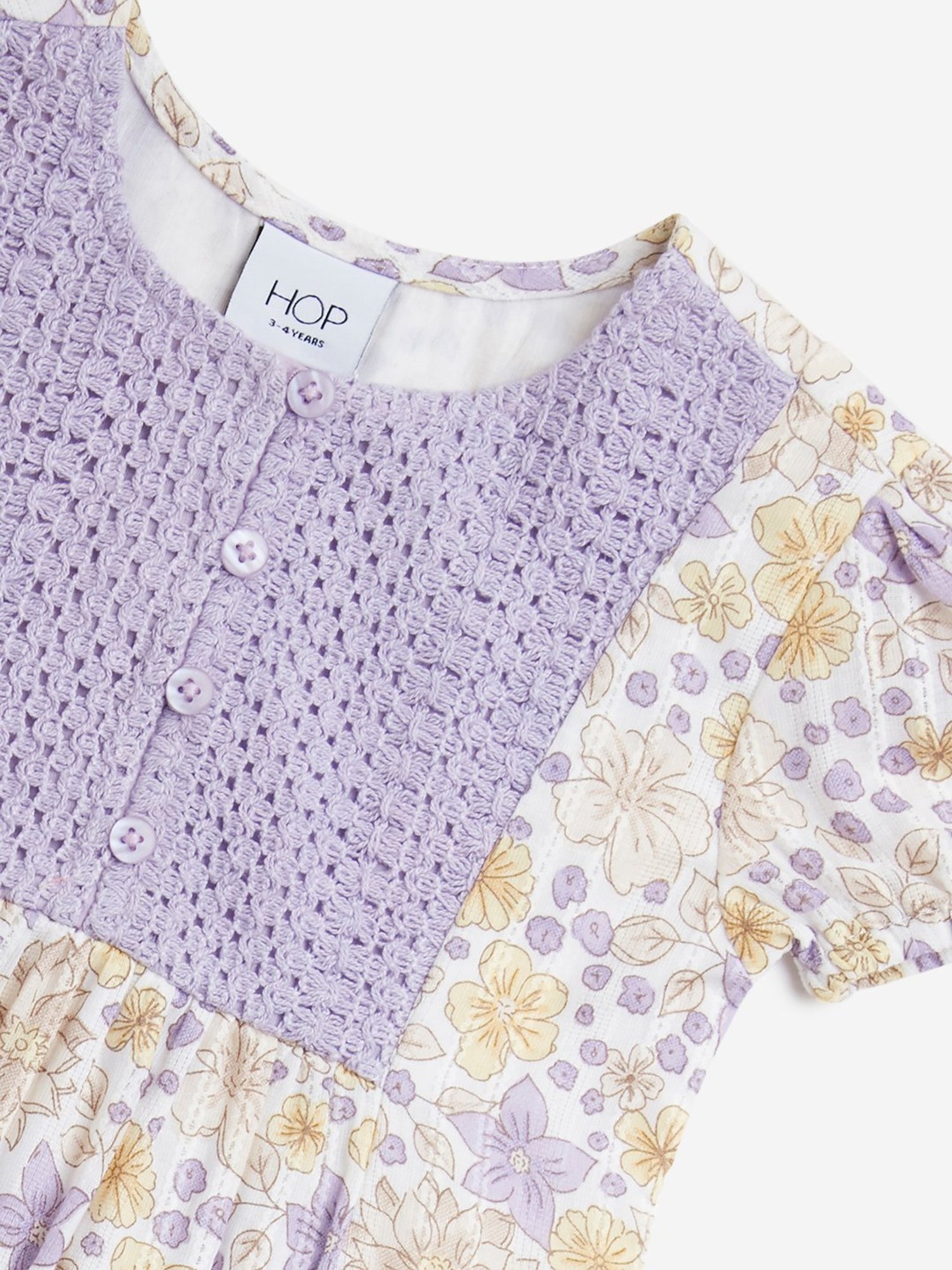 HOP Kids by Westside Lilac Floral Design Drop-Waist Cotton Dress
