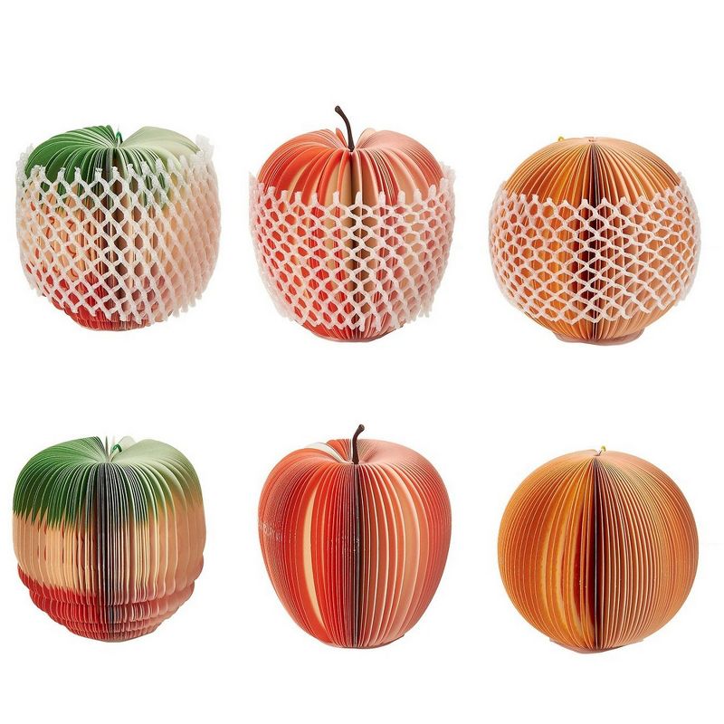 Juvale 6-Pack 3D Fruit Shaped Memo Sticky Notes Pads Office Supplies, 3.5 x 3.5 x 3.5 in