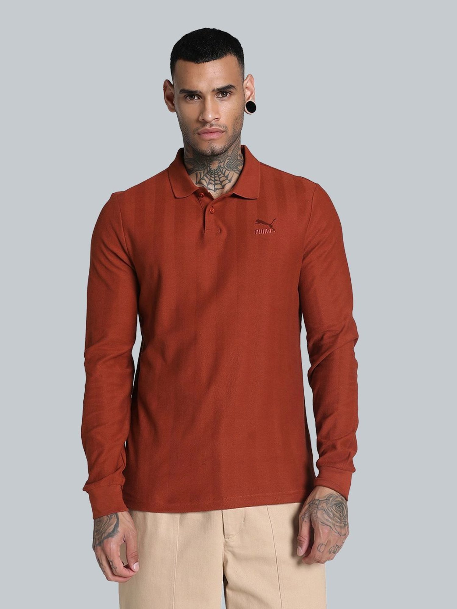 Puma Red Cotton Slim Fit Polo T-Shirt
