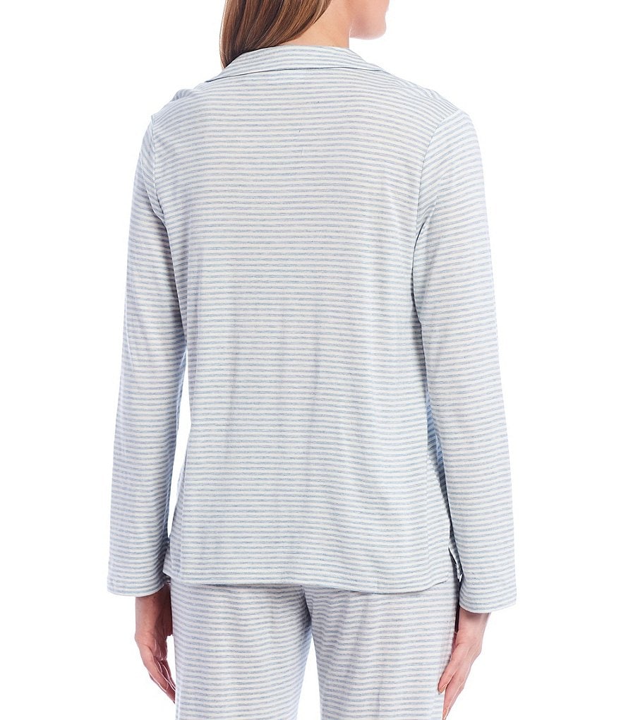 VAN WINKLE & CO. Yarn-Dyed Striped Jersey Knit Button-Front Coordinating Sleep Top