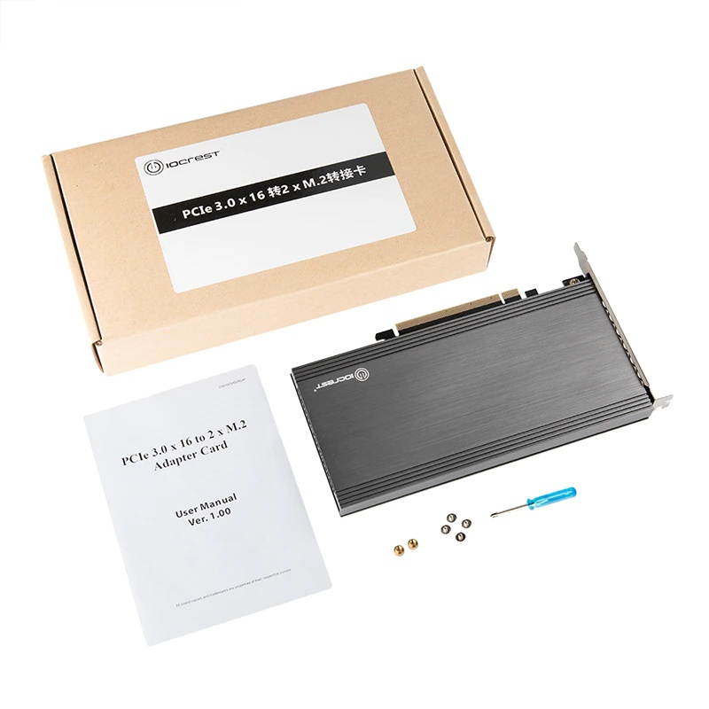 Add On Card Dual M.2 NVMe Port to PCIe 3.0 x16 Bifurcation Riser Controller Support Non-bifurcation Motherboard ASMedia2824 Chip